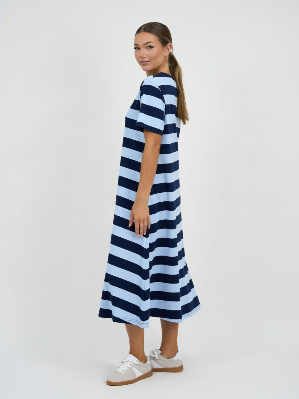 Jersey Stripe Dress (Blue)