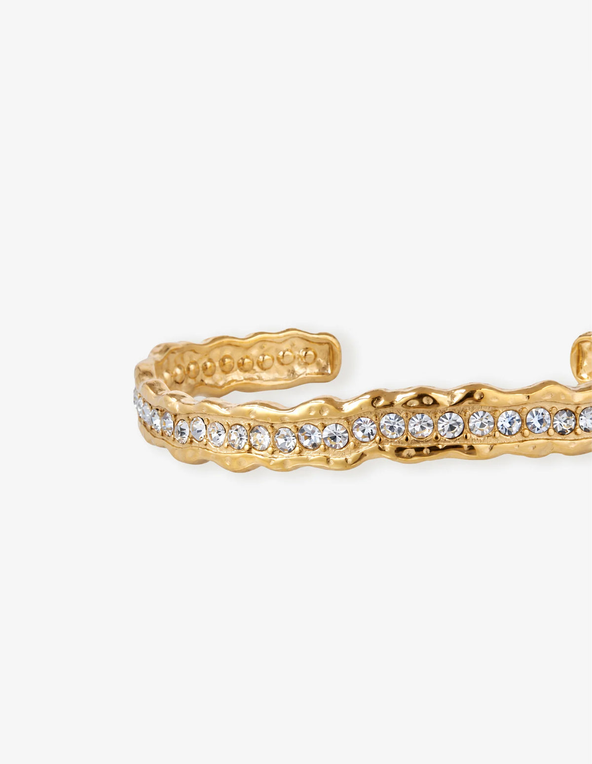 Lusine Hammered Rhinestone Cuff Bangle