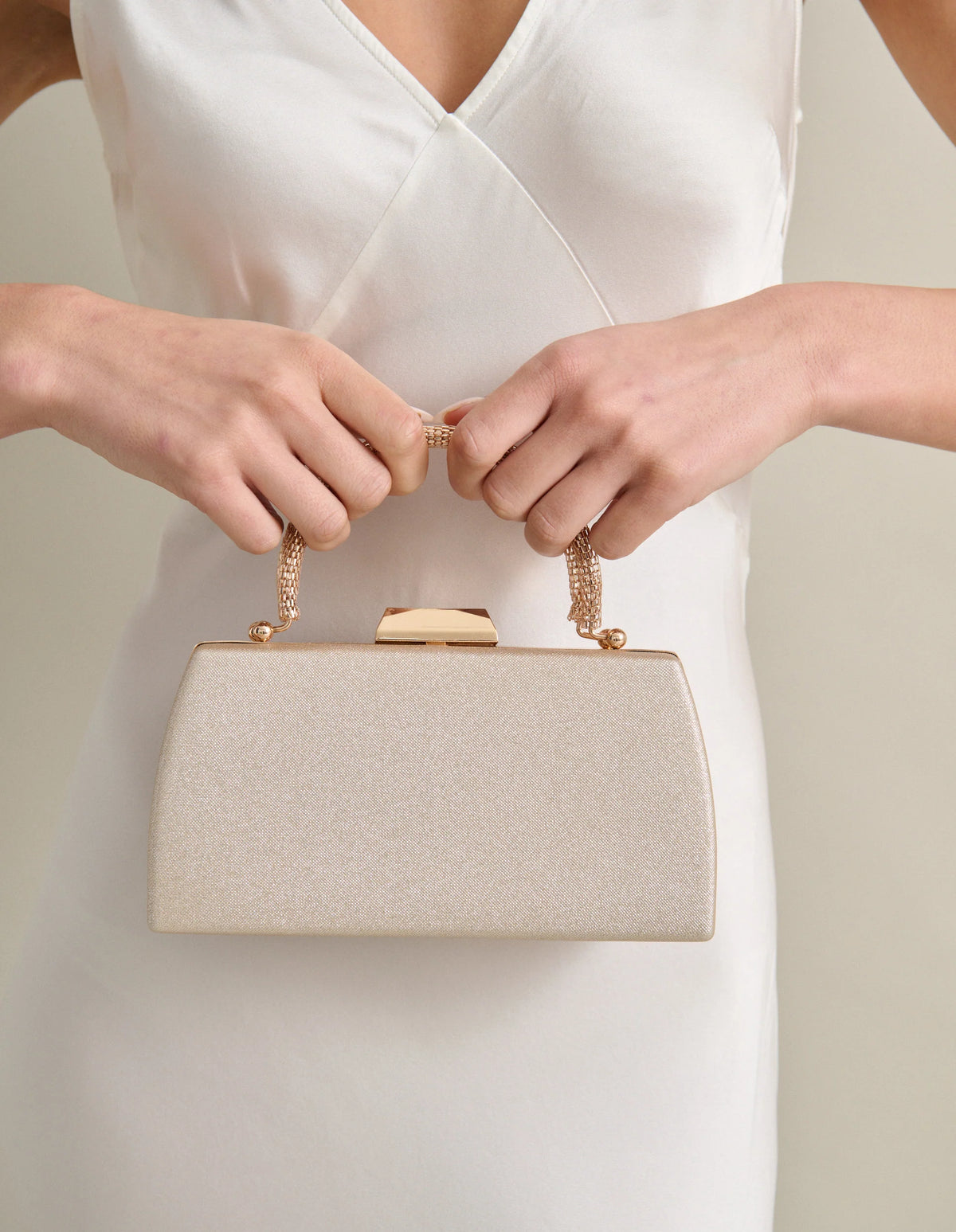 Nuvia Duo Top Handle Clutch Bag (Gold)