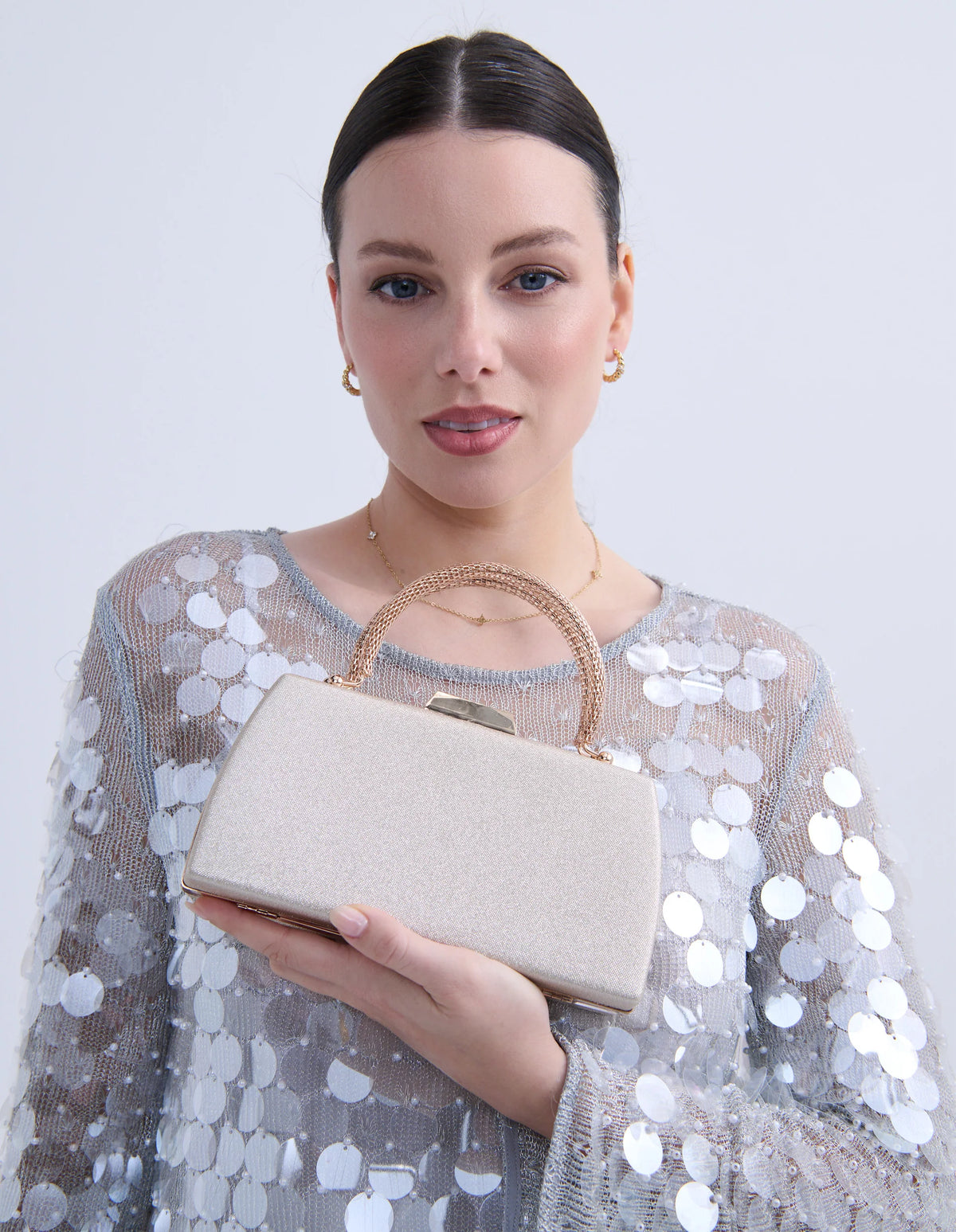 Nuvia Duo Top Handle Clutch Bag (Gold)