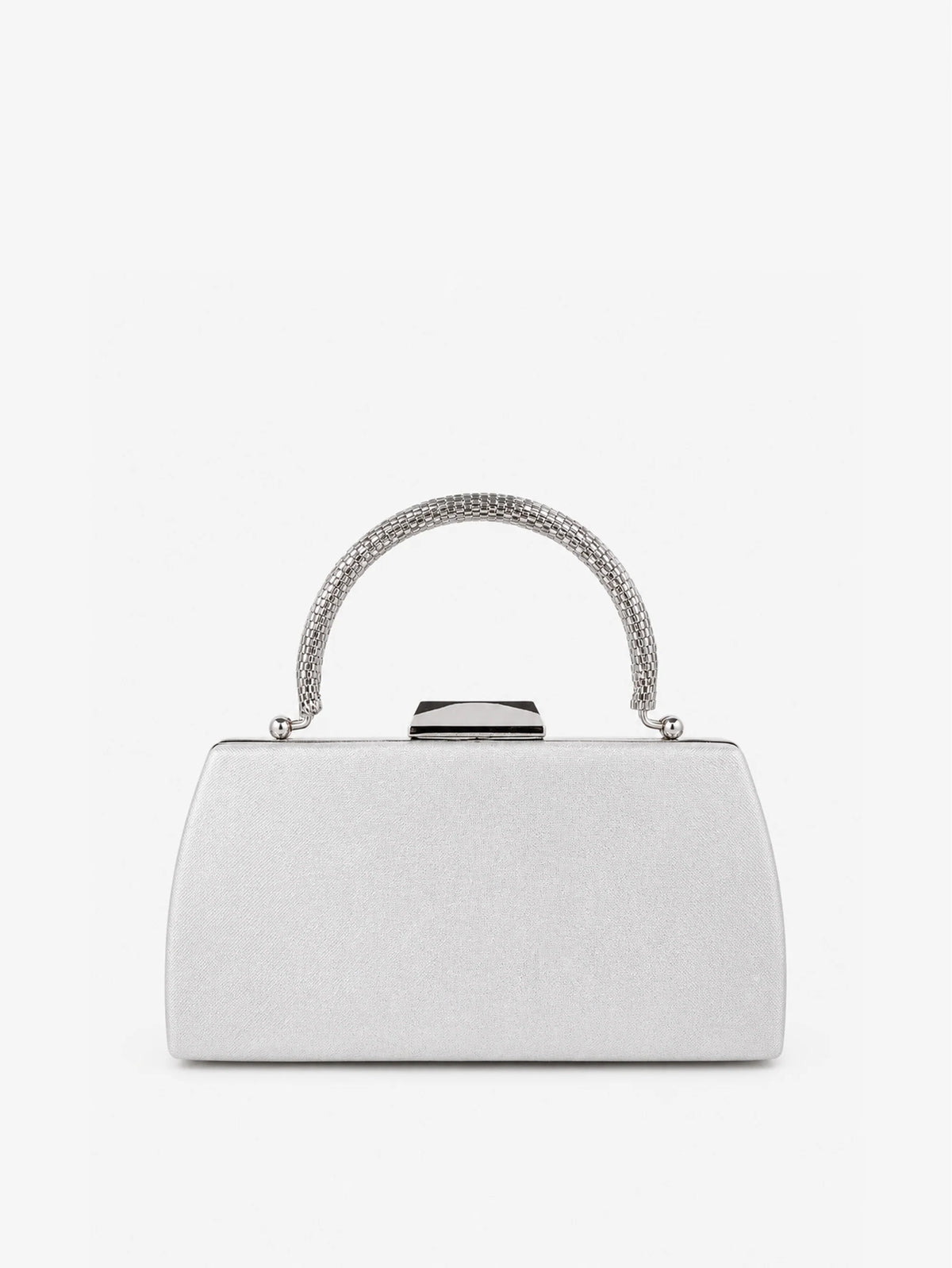 Nuvia Duo Top Handle Clutch Bag (Silver)