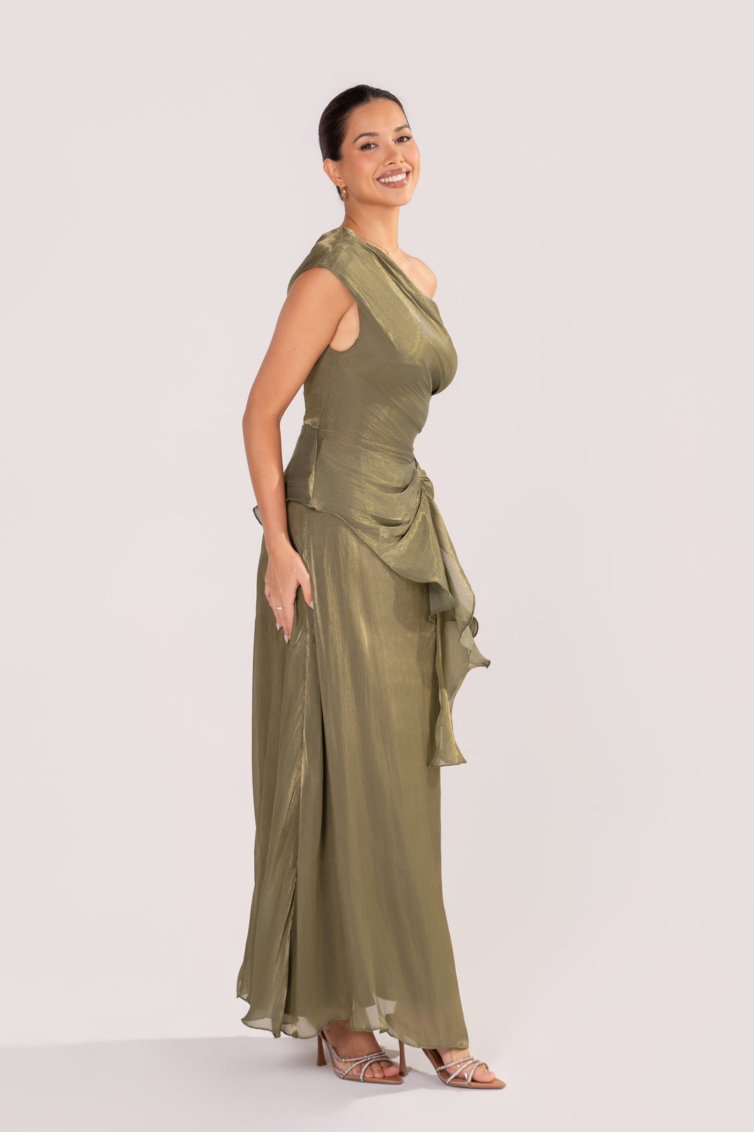 Renata Shimmer Drop Shoulder Top & Maxi Skirt (Green)
