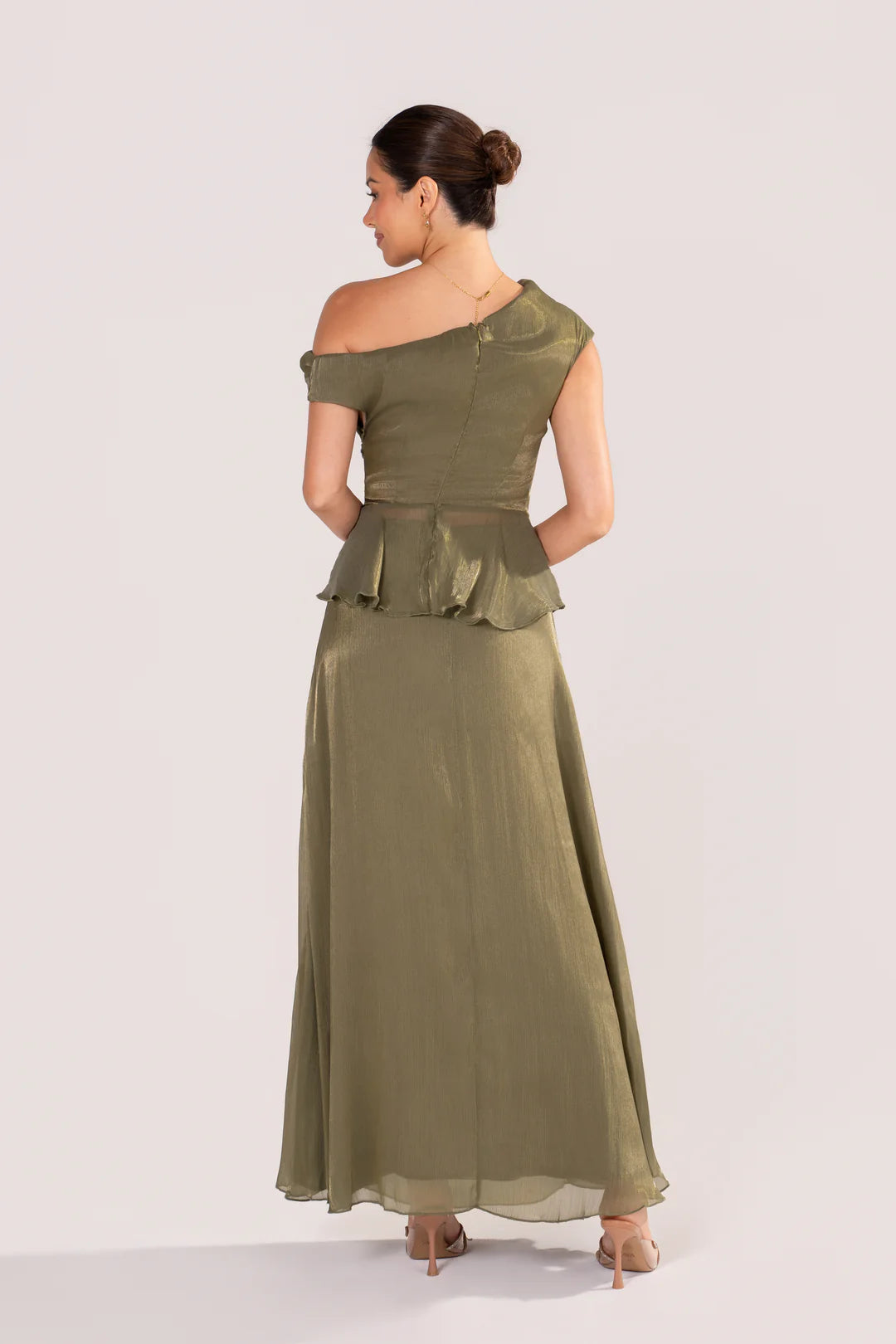 Renata Shimmer Drop Shoulder Top & Maxi Skirt (Green)