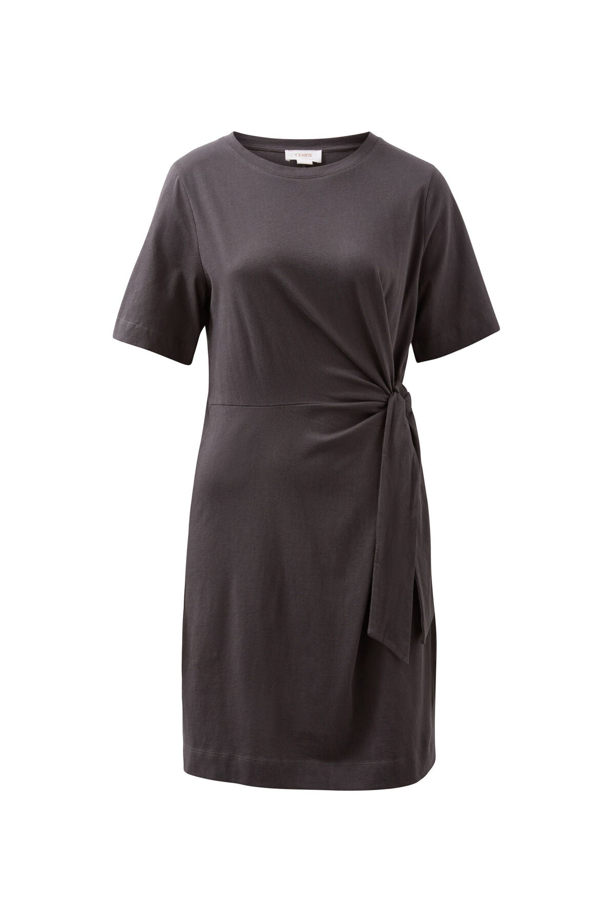 Agnes Tie Mini Tee Dress (Phantom) - Something For Me​​