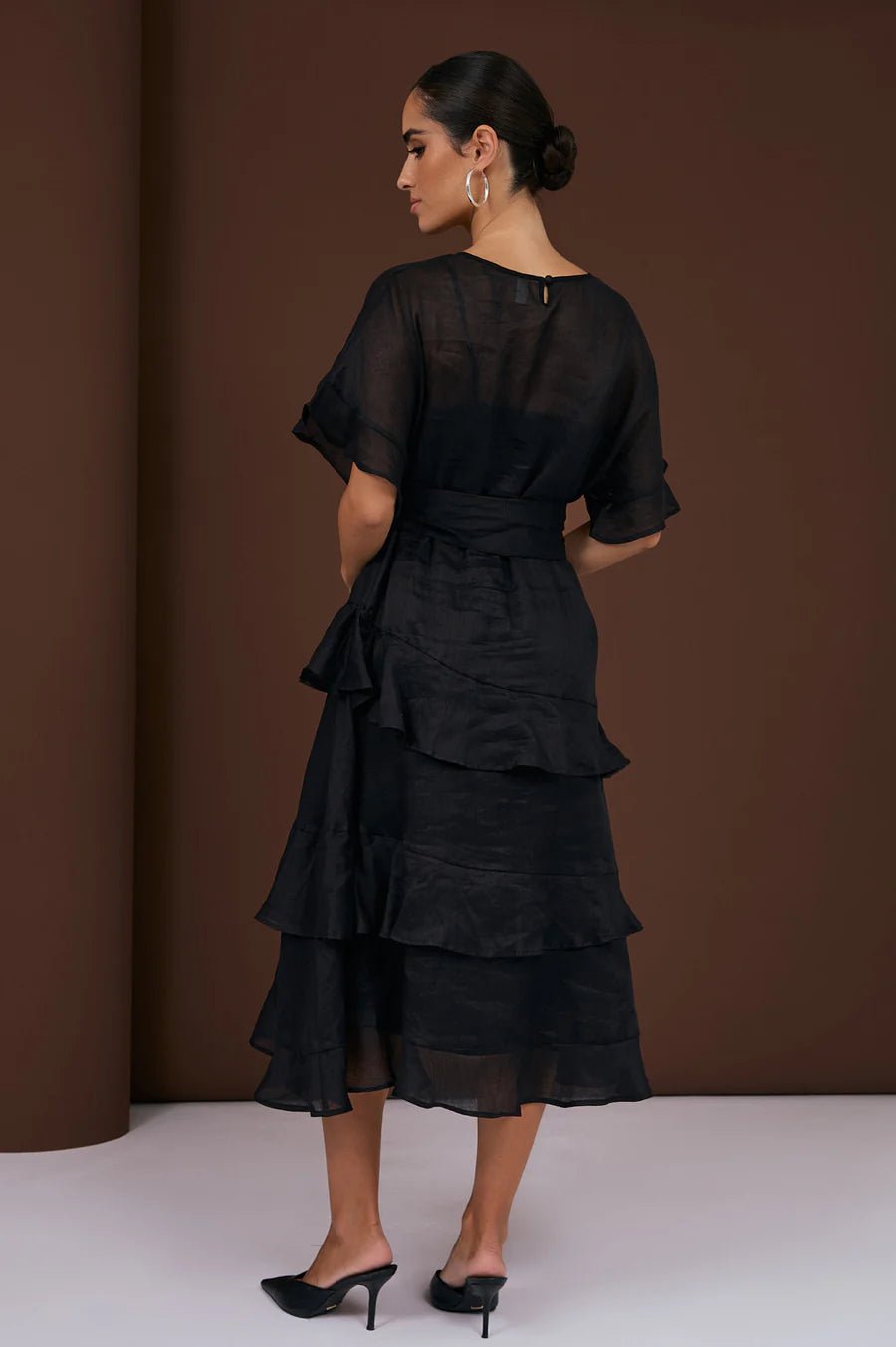 Alana Ramie Midi Dress (Black) - Something For Me​​