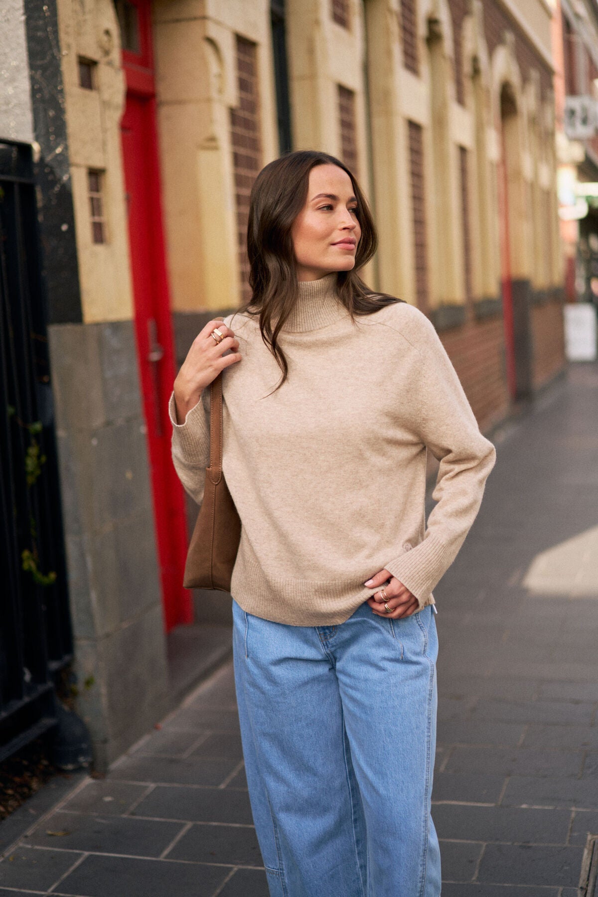 Alex Oversized Knit Funnel Neck Pullover (Oat Marle) - Something For Me​​