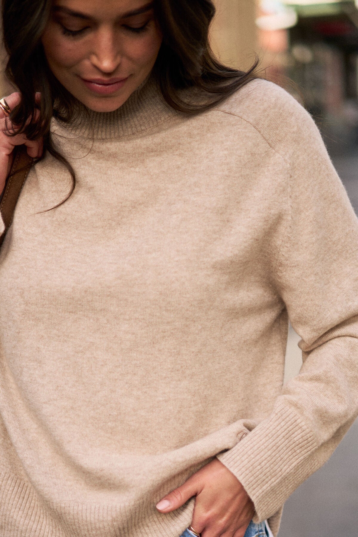 Alex Oversized Knit Funnel Neck Pullover (Oat Marle) - Something For Me​​