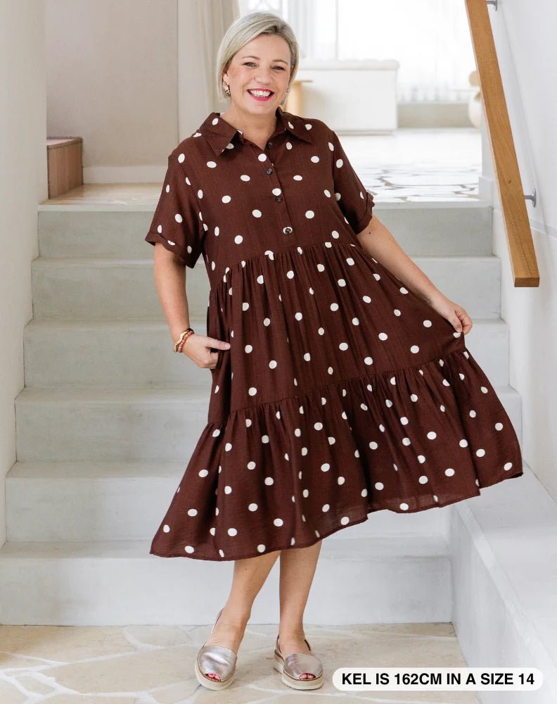 Amelia Dress (Chocolate Spot) - Something For Me​​