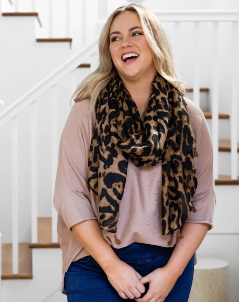 Animal Print Scarf (Brown Tassel) - Something For Me​​