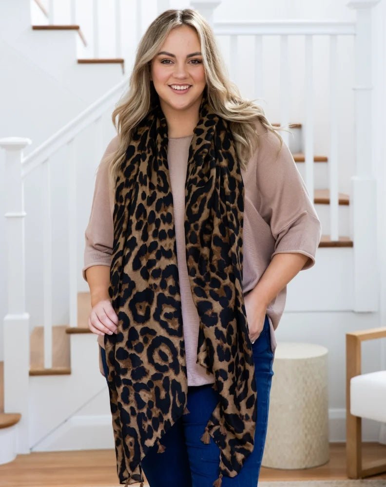 Animal Print Scarf (Brown Tassel) - Something For Me​​