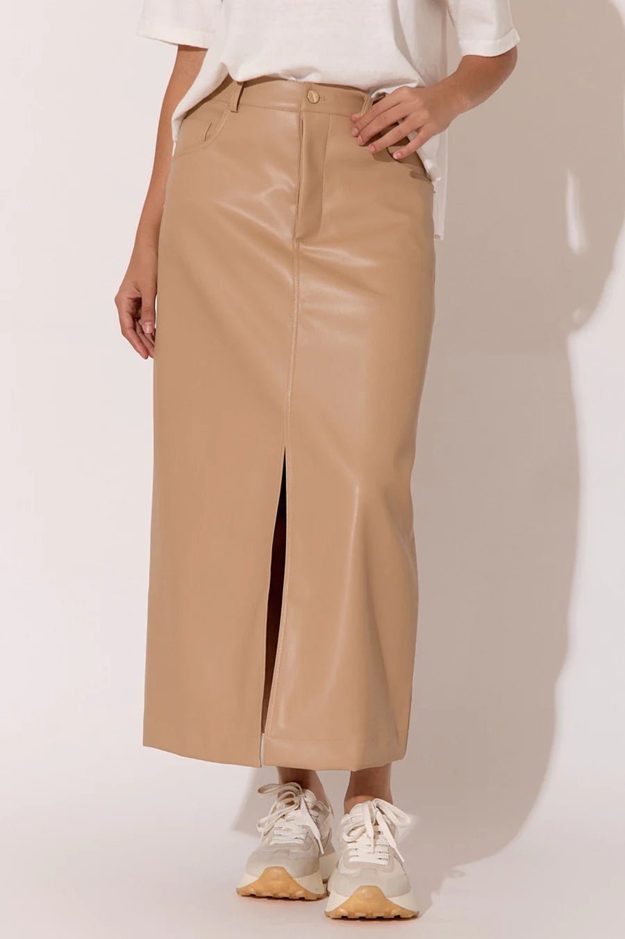 Asher Faux Leather Skirt (Camel) - Something For Me​​