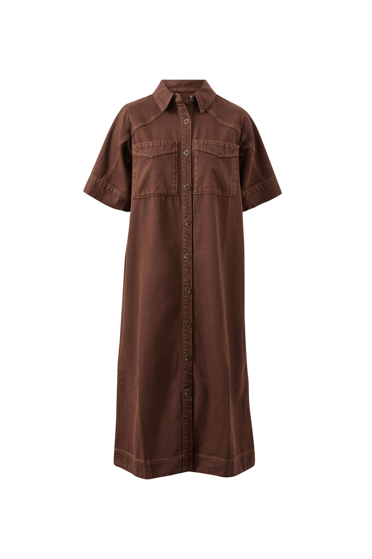 Ava Short Sleeve Midi Dress (Chocolate) - Something For Me​​