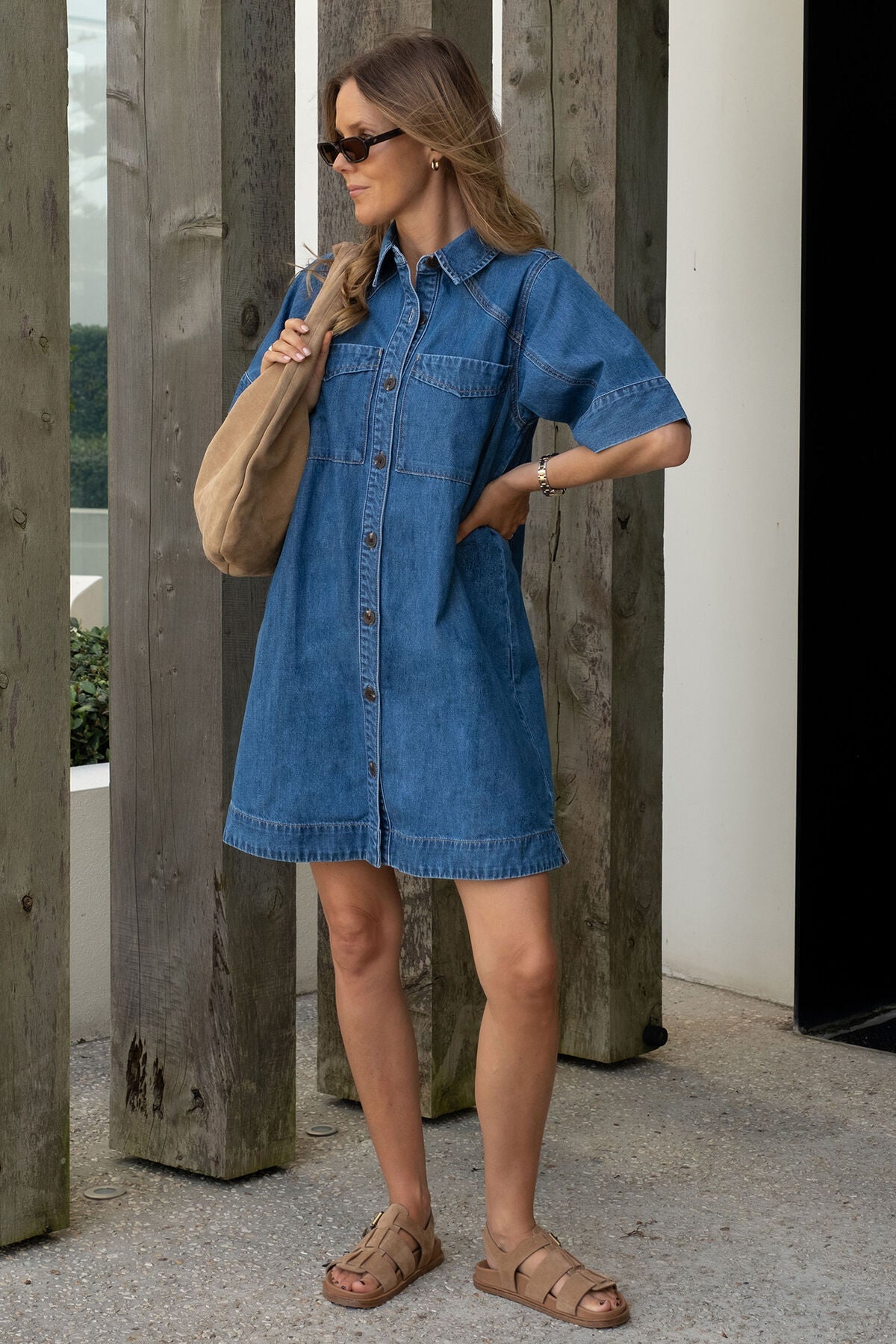 Ava Short Sleeve Midi Dress (Fresh Indigo) - Something For Me​​