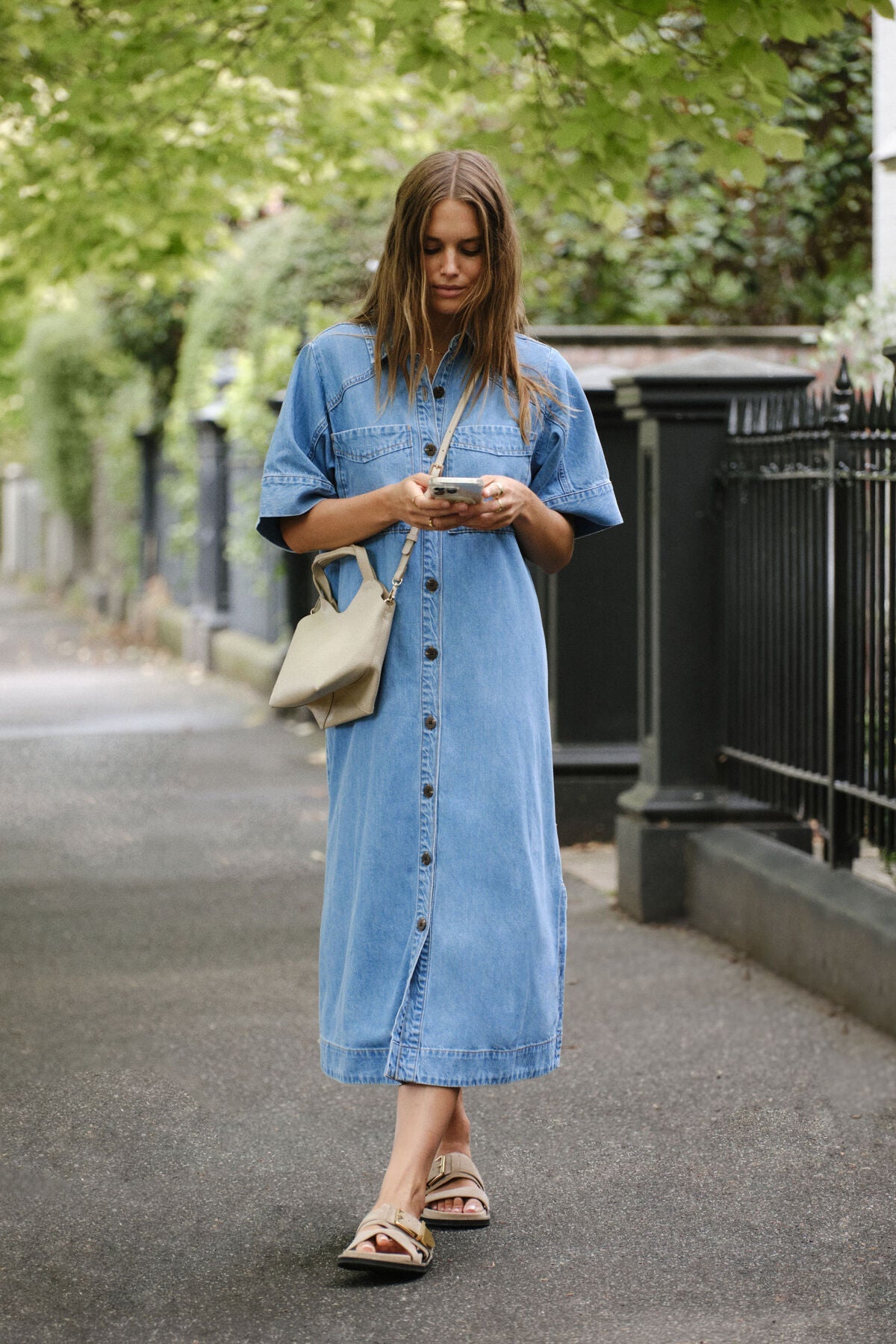 Ava Short Sleeve Midi Dress (Vintage Blue) - Something For Me​​