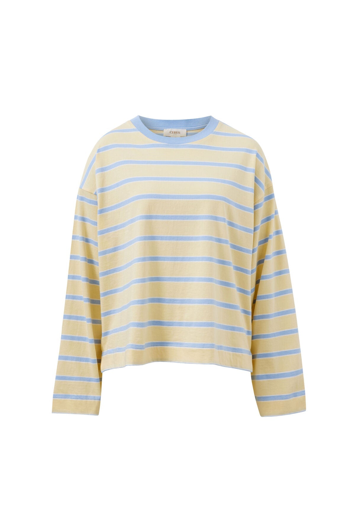 Beau Long Sleeve Slouchy Tee (Butter/China Blue Stripe) - Something For Me​​
