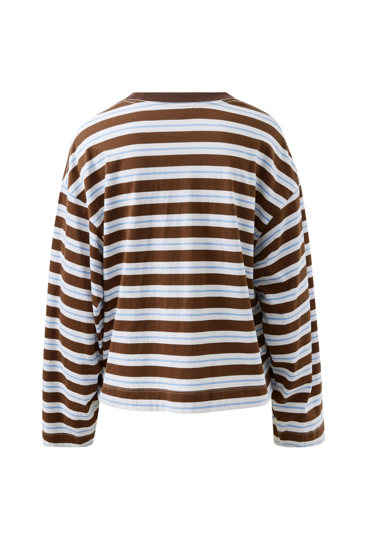 Beau Long Sleeve Slouchy Tee (Cocoa Sky Blue Stripe) - Something For Me​​