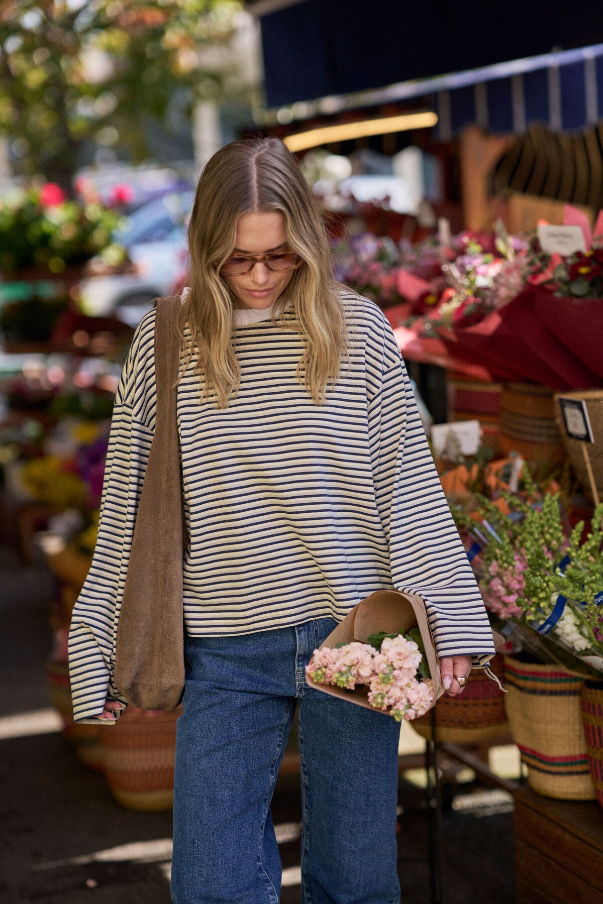 Beau Long Sleeve Slouchy Tee (Heritage Navy/Butter/Stone Stripe) - Something For Me​​
