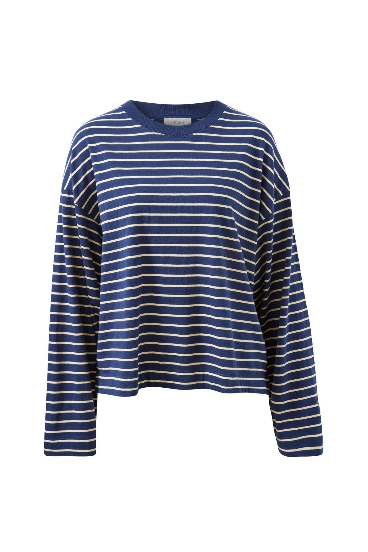Beau Long Sleeve Slouchy Tee (Heritage Navy/Marshmallow Stripe) - Something For Me​​