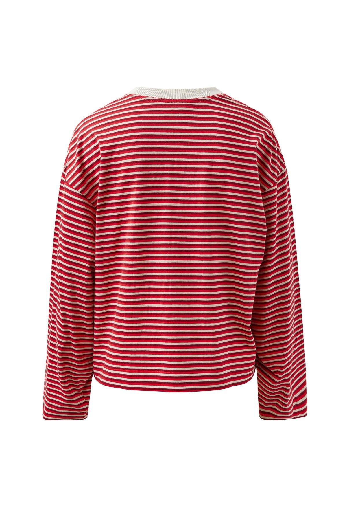 Beau Long Sleeve Slouchy Tee (Mulberry/Red/Stone Stripe) - Something For Me​​