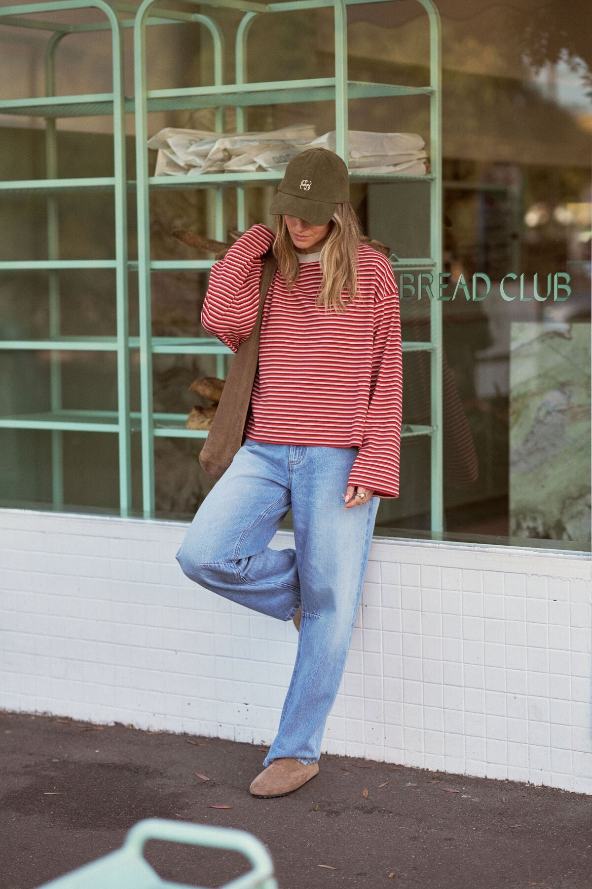 Beau Long Sleeve Slouchy Tee (Mulberry/Red/Stone Stripe) - Something For Me​​