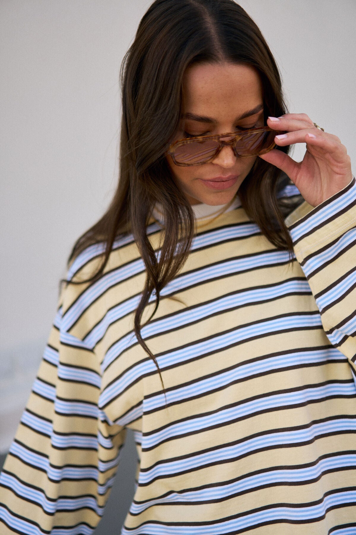 Beau Long Sleeve Slouchy Tee (New Butter Brunette Stripe) - Something For Me​​