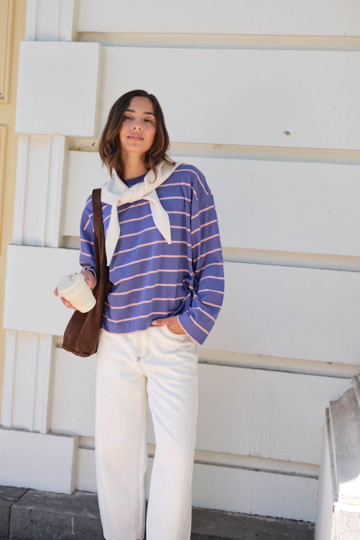 Beau Long Sleeve Slouchy Tee (Washed Navy/Pink Clay) - Something For Me​​