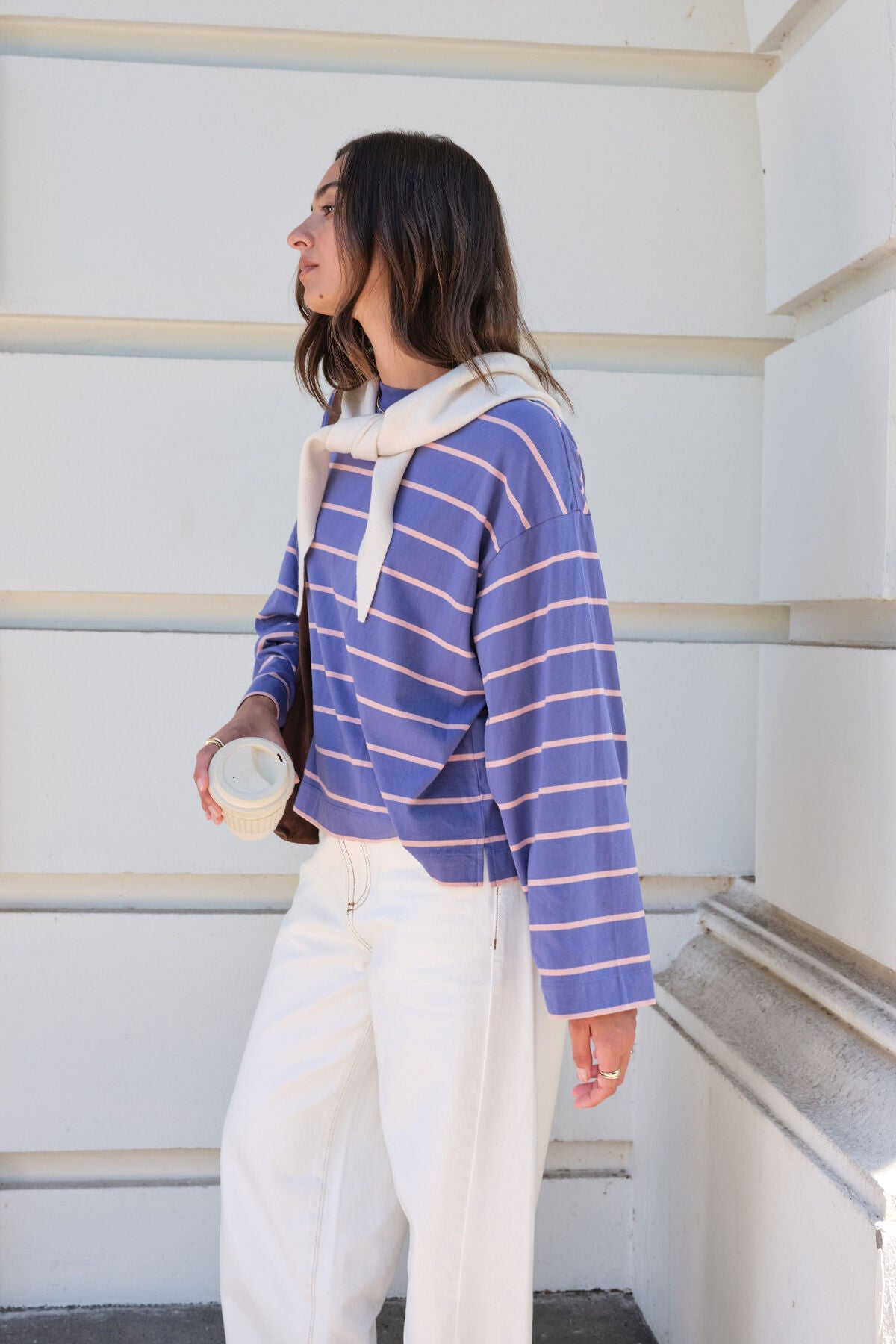 Beau Long Sleeve Slouchy Tee (Washed Navy/Pink Clay) - Something For Me​​