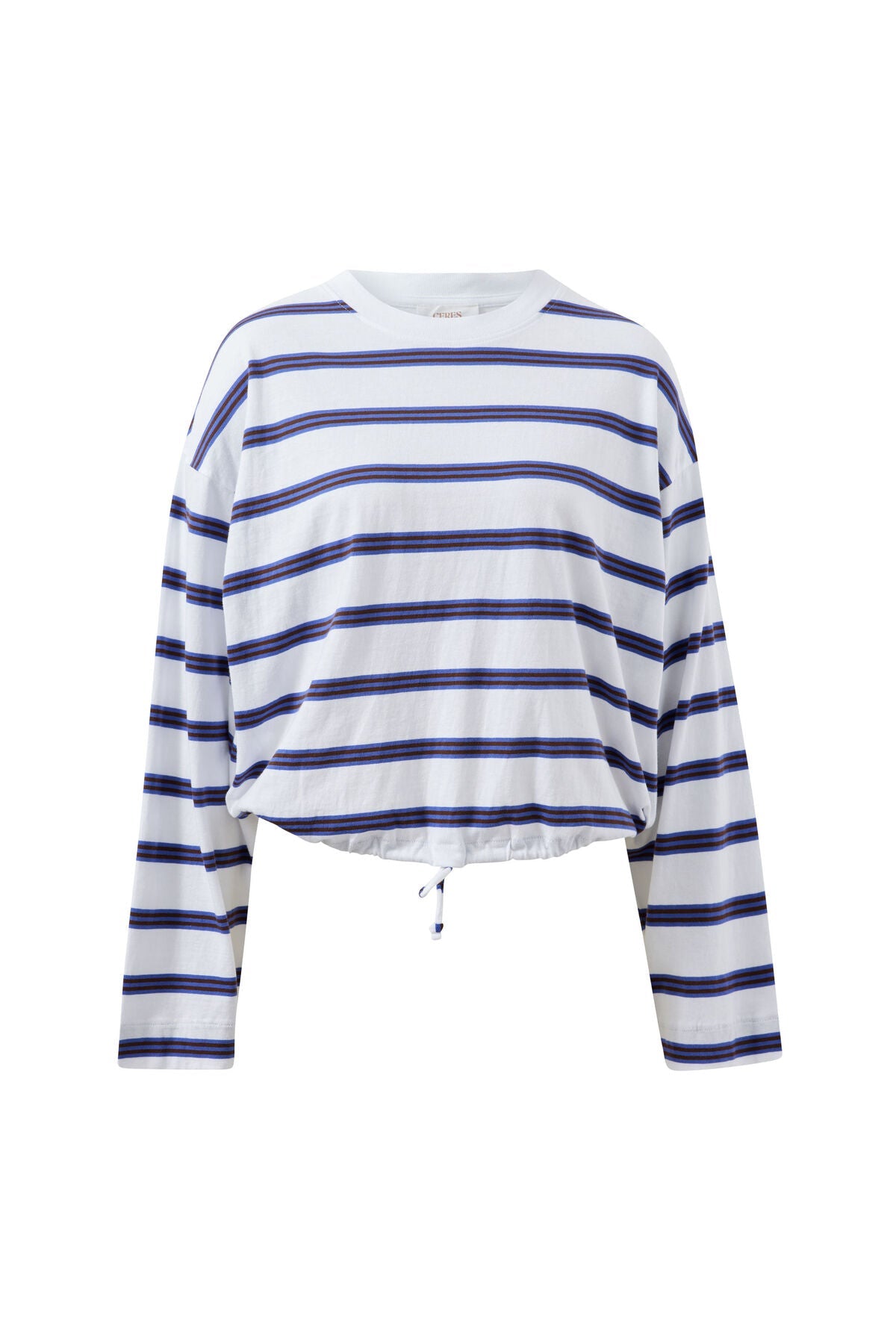 Beau Tie Slouchy Tee (White/Polo Choc Stripe) - Something For Me​​