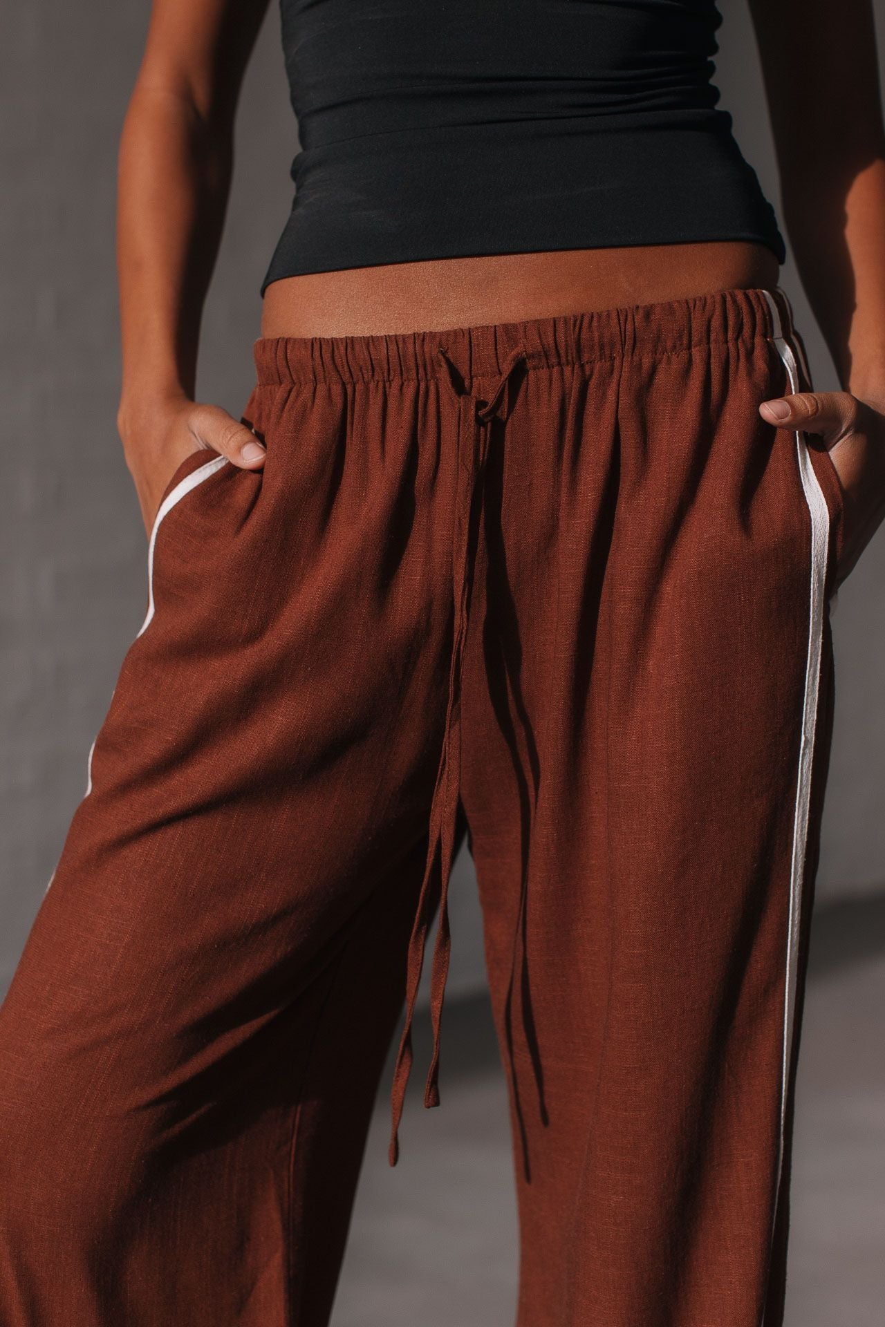 Berlin Side Stripe Pant (Chocolate) - Something For Me​​