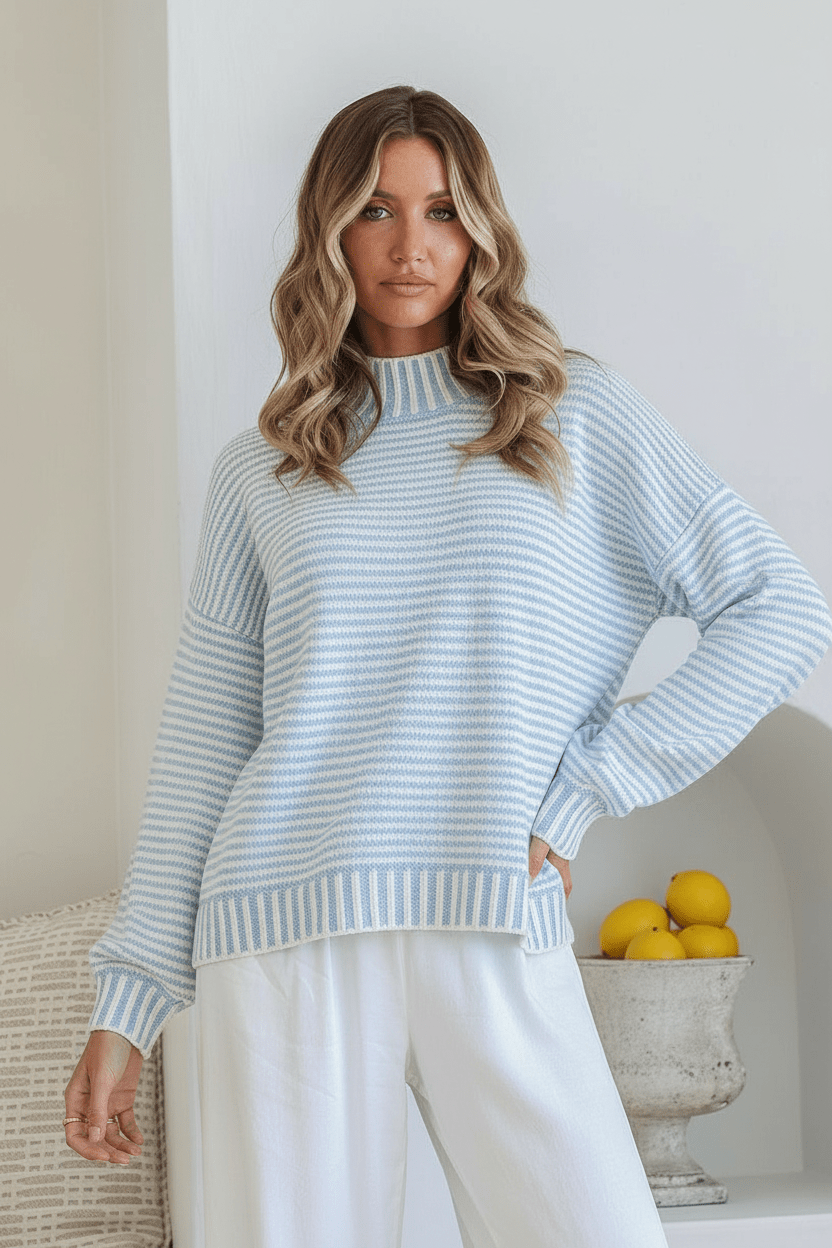Billie Stripe Knit (Blue) - Something For Me​​