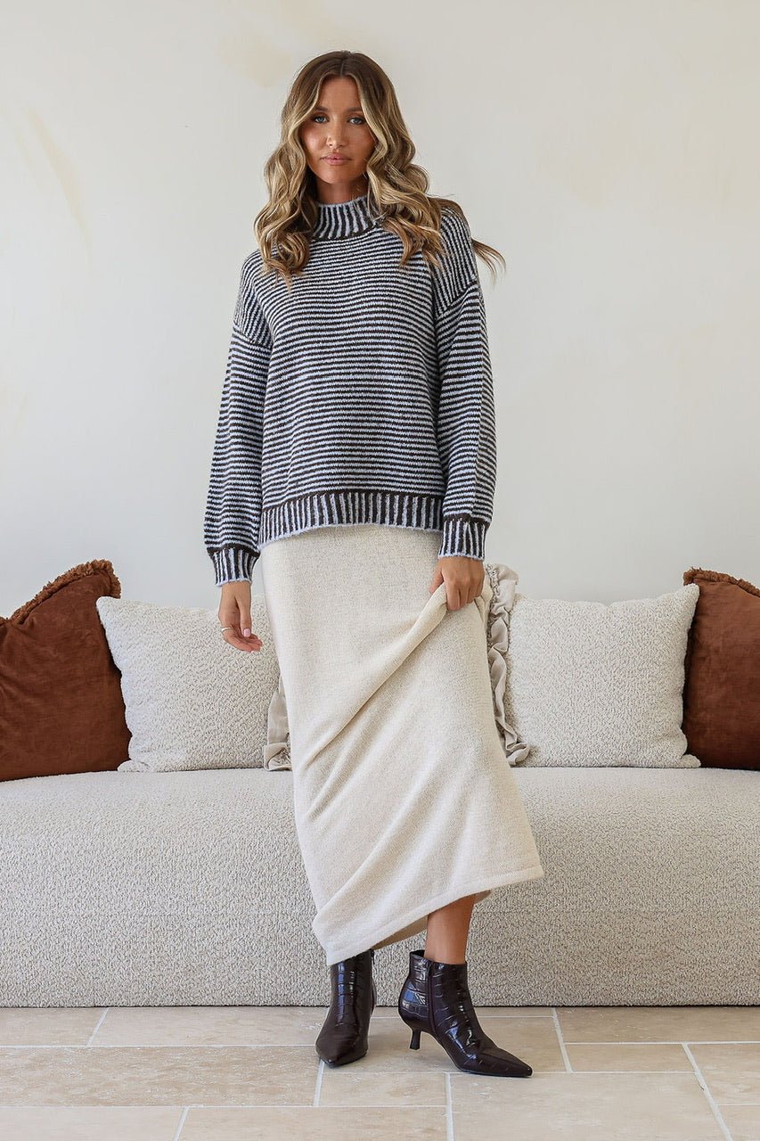 Billie Stripe Knit (Chocolate/Blue) - Something For Me​​
