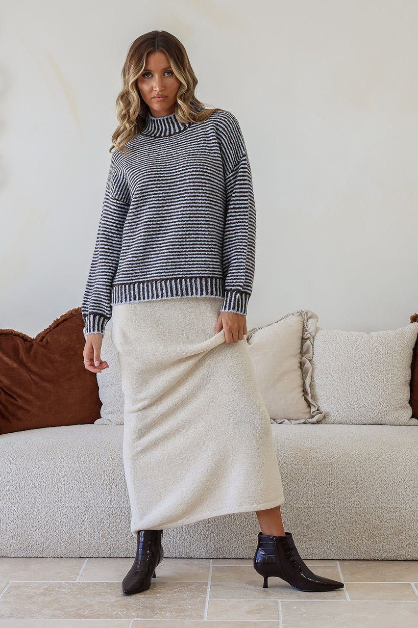 Billie Stripe Knit (Chocolate/Blue) - Something For Me​​