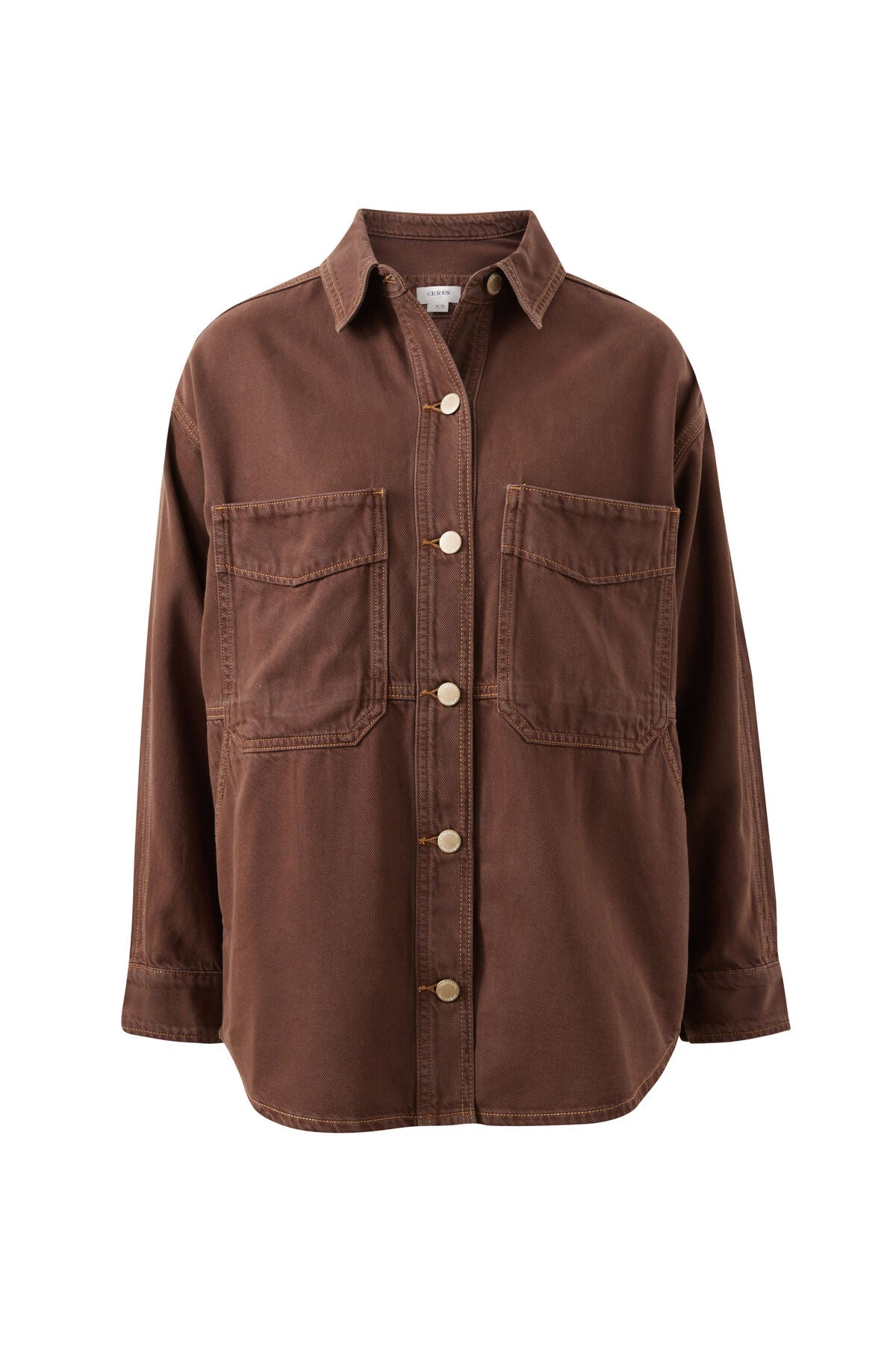 Bobbi Side Pocket Denim Shacket (Chocolate) - Something For Me​​
