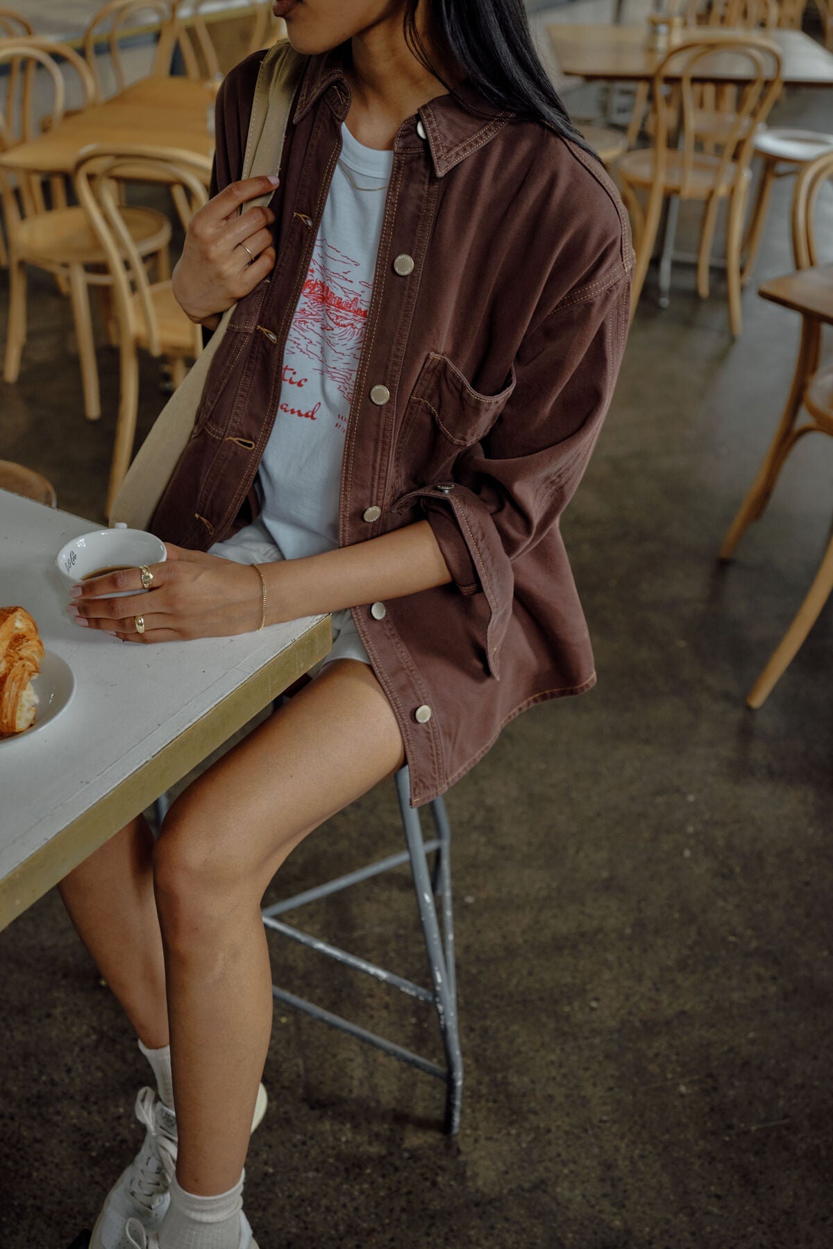 Bobbi Side Pocket Denim Shacket (Chocolate) - Something For Me​​