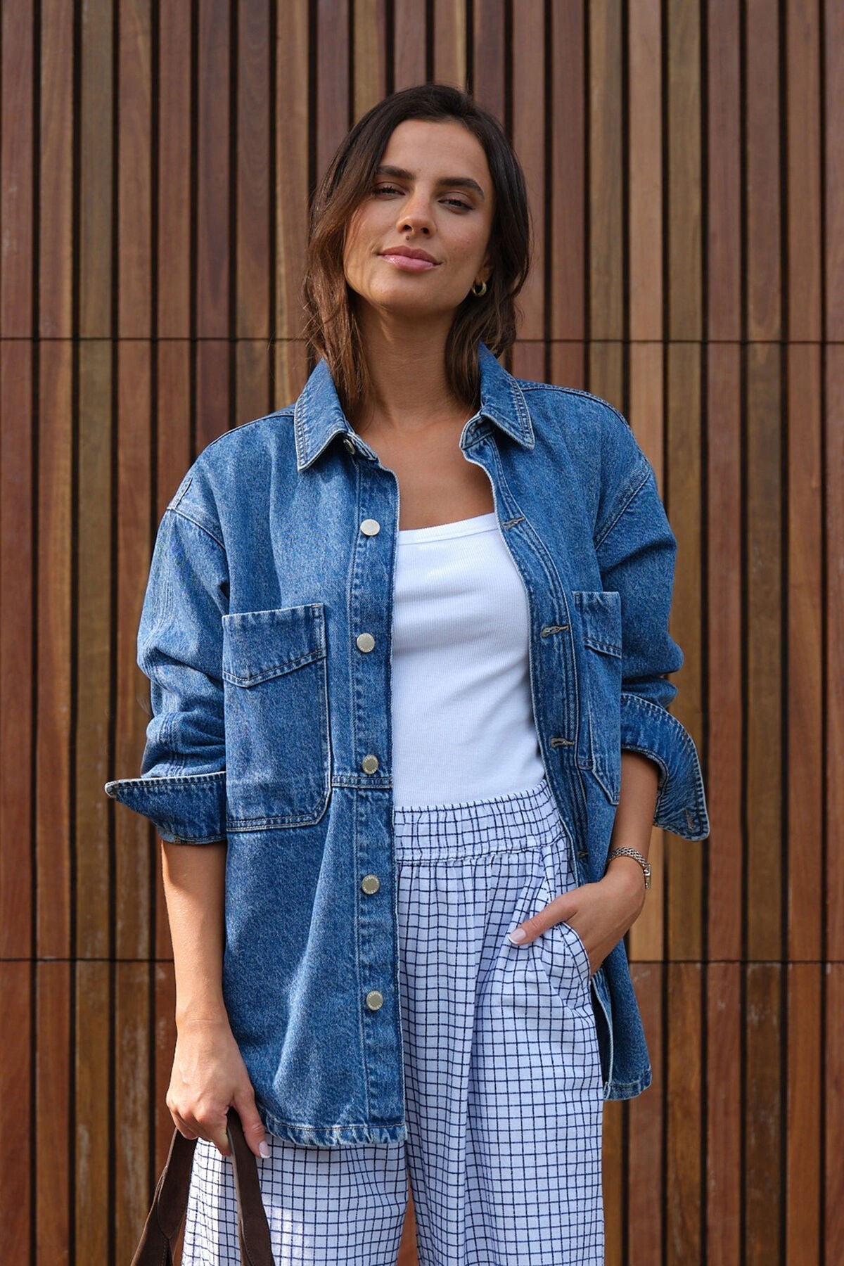 Bobbi Side Pocket Denim Shacket (Indigo) - Something For Me​​