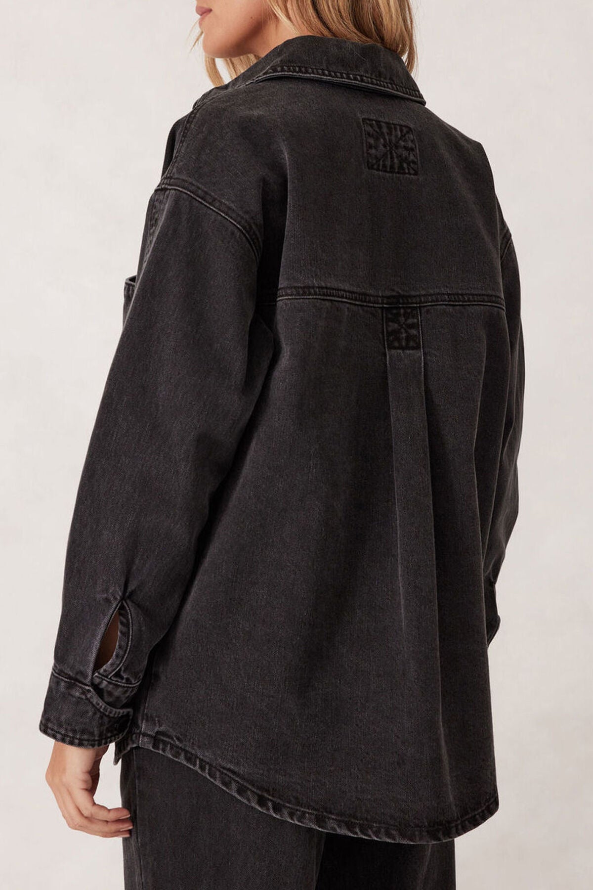Bobbi Side Pocket Denim Shacket (Washed Black) - Something For Me​​