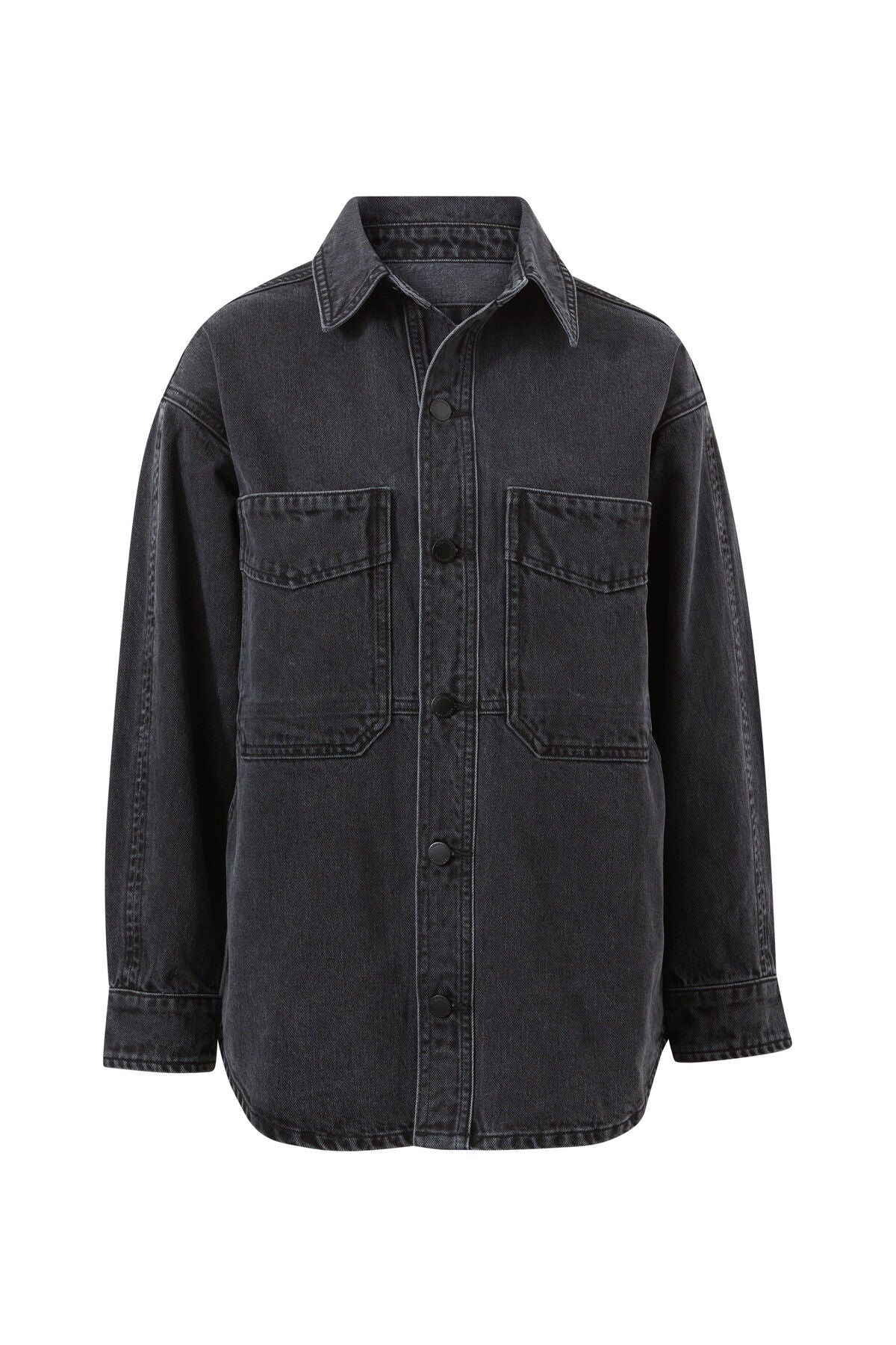 Bobbi Side Pocket Denim Shacket (Washed Black) - Something For Me​​