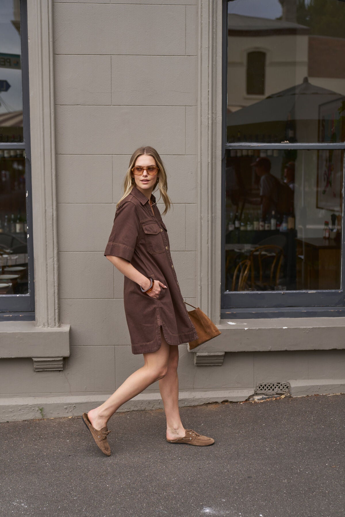 Bonnie Relaxed Shirt Dress (Chocolate) - Something For Me​​