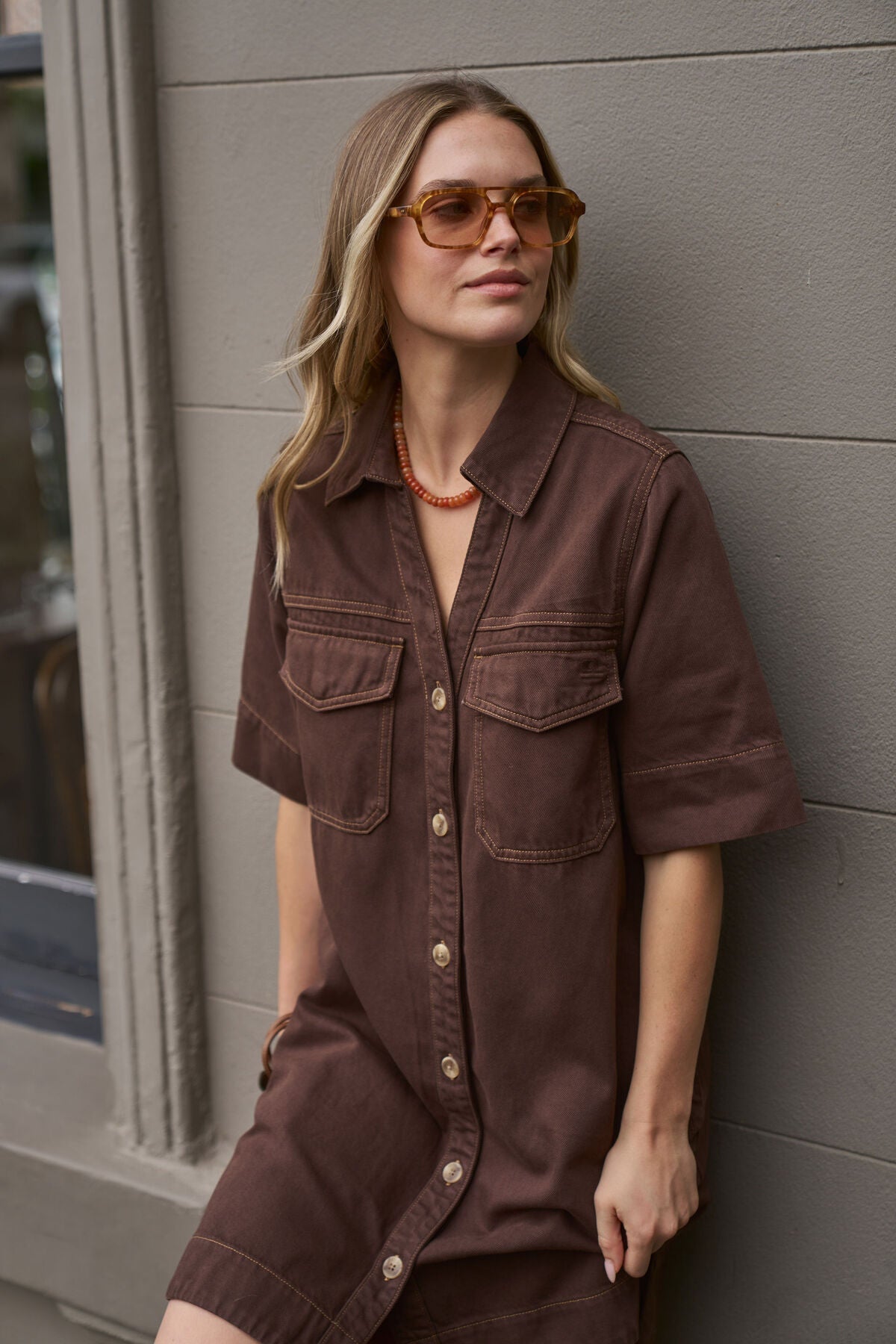 Bonnie Relaxed Shirt Dress (Chocolate) - Something For Me​​