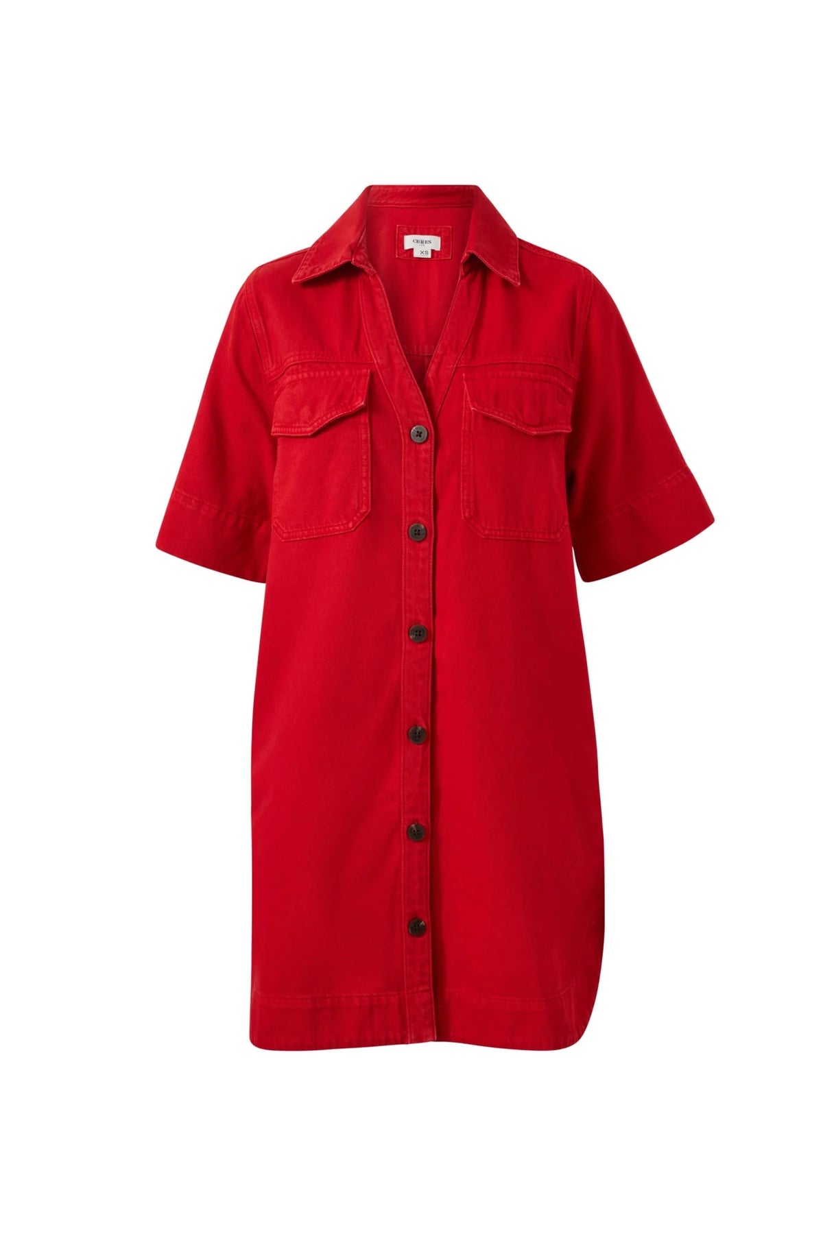 Bonnie Relaxed Shirt Dress (Crimson) - Something For Me​​