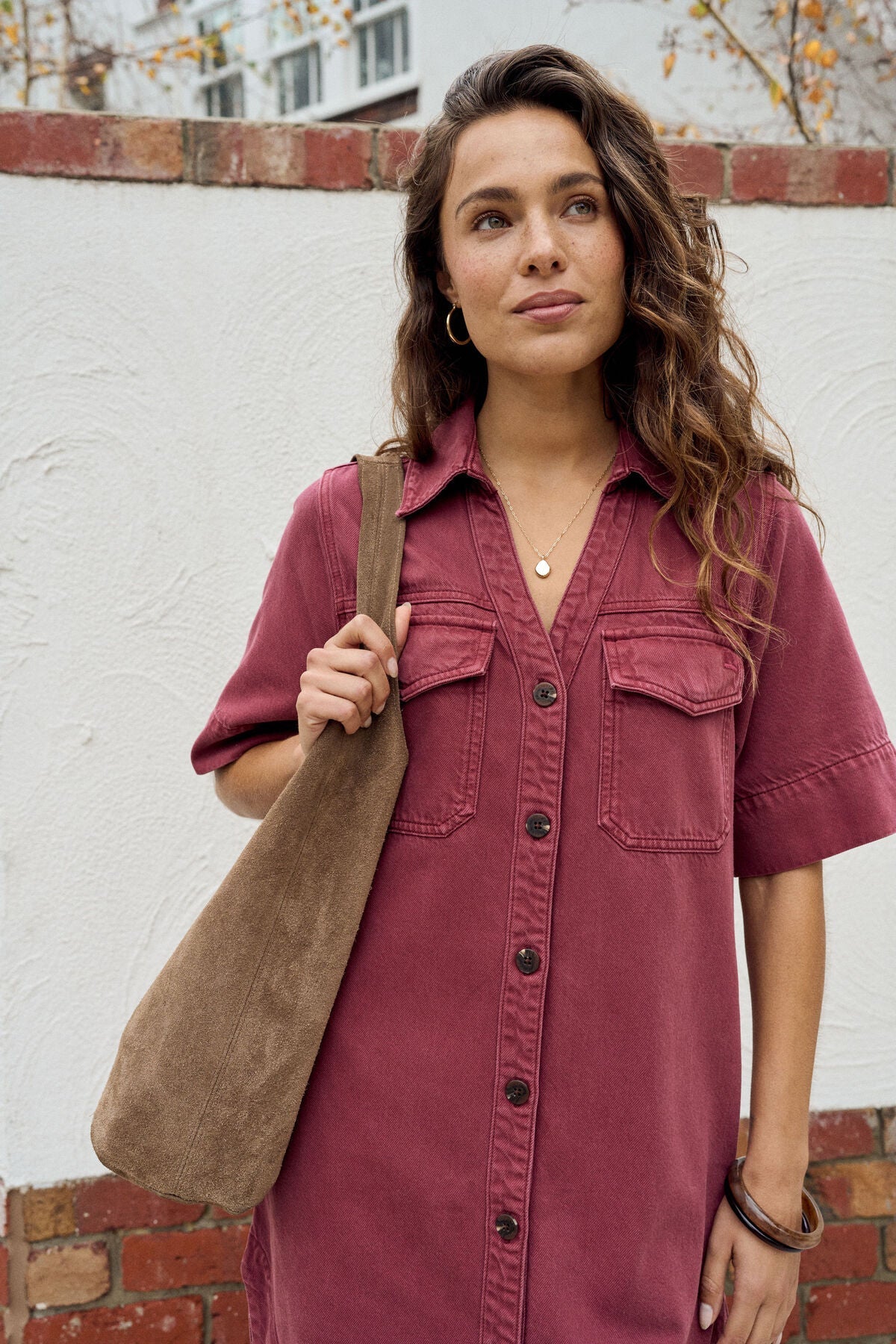 Bonnie Relaxed Shirt Dress (Mulberry) - Something For Me​​