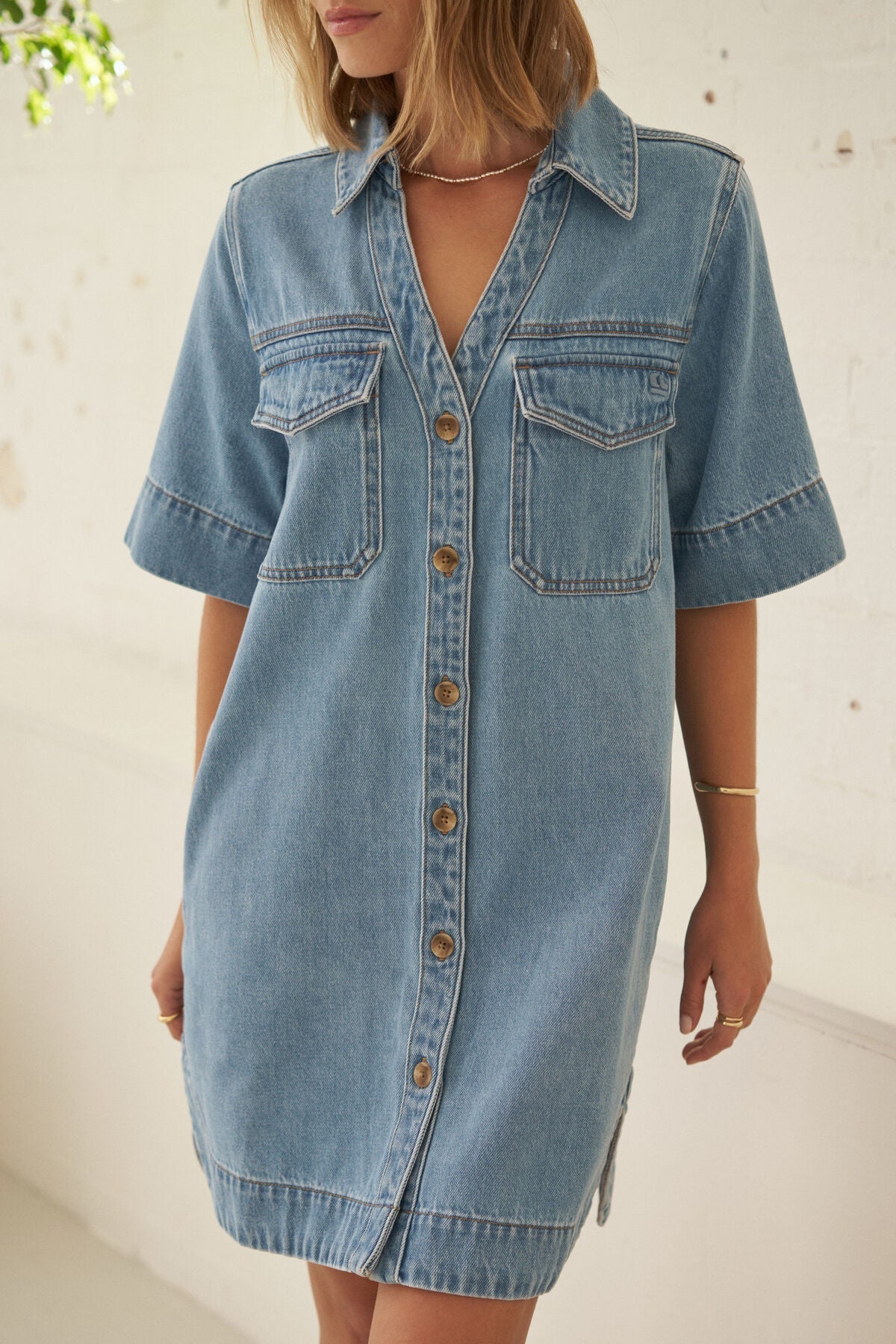 Bonnie Relaxed Shirt Dress (Vintage Blue) - Something For Me​​