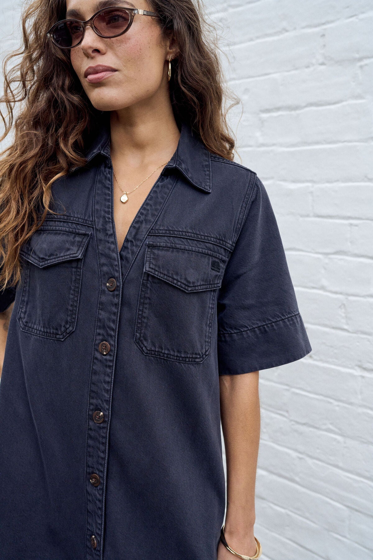 Bonnie Relaxed Shirt Dress (Washed Black) - Something For Me​​