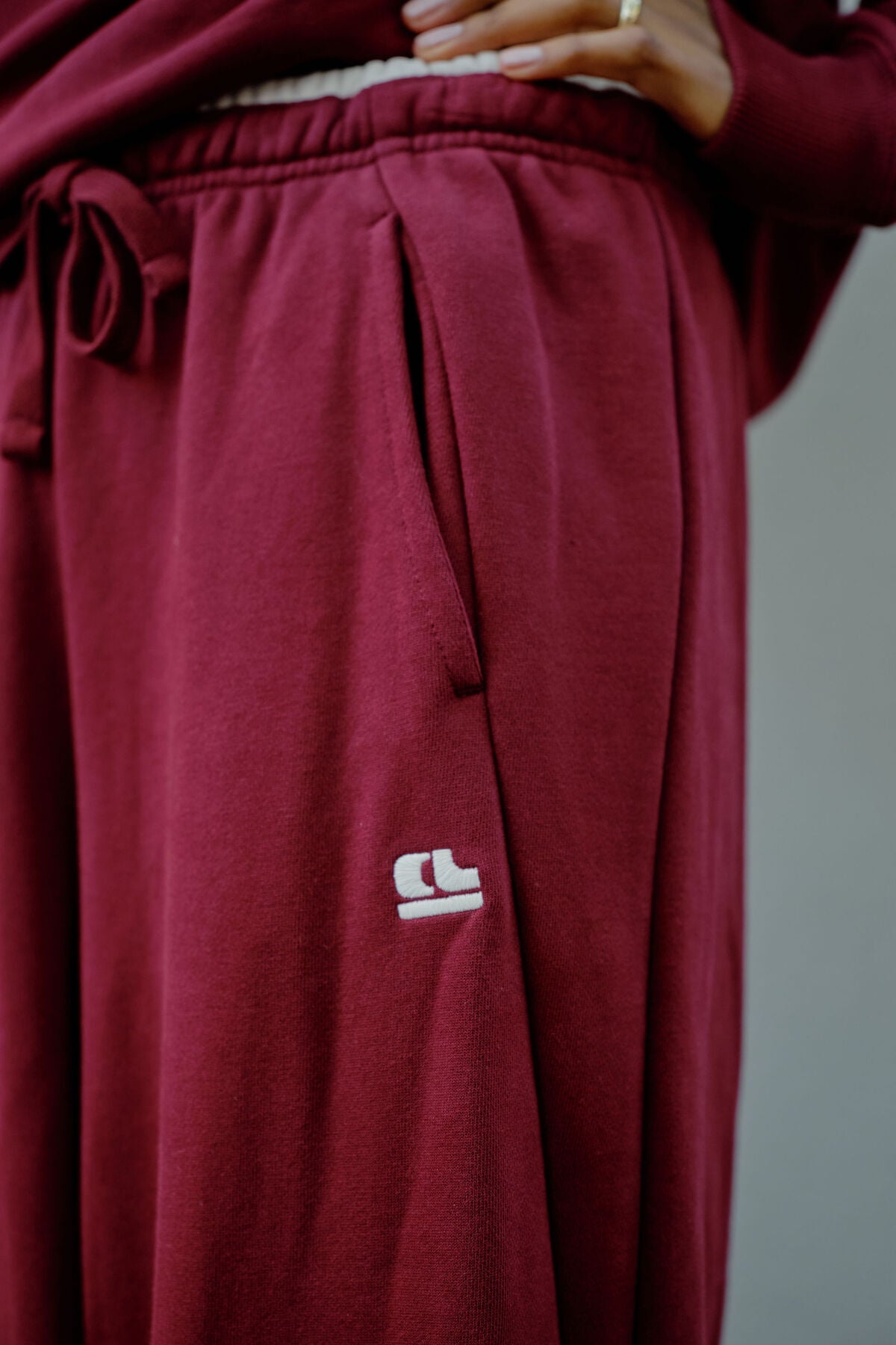 Bowie Barrel Leg Trackpant (Burgundy Contrast Bind) - Something For Me​​