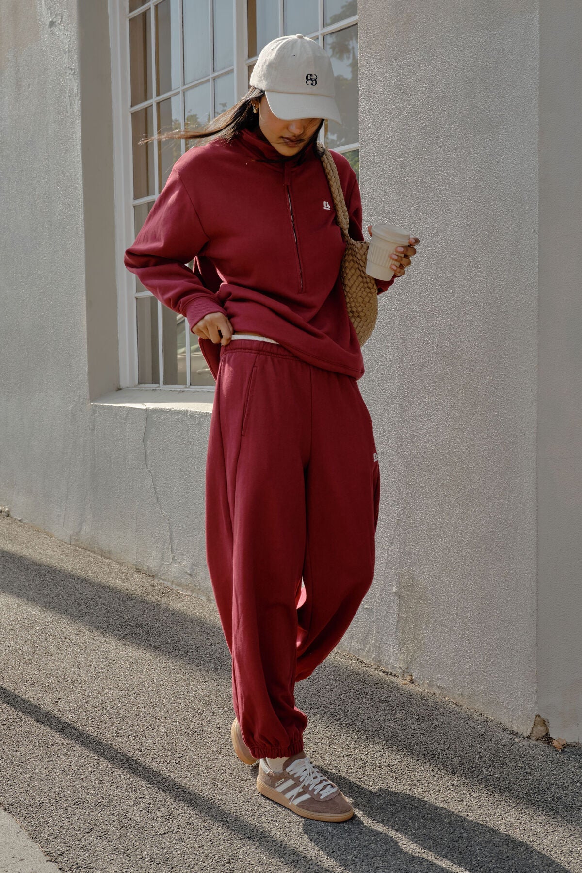 Bowie Barrel Leg Trackpant (Burgundy Contrast Bind) - Something For Me​​