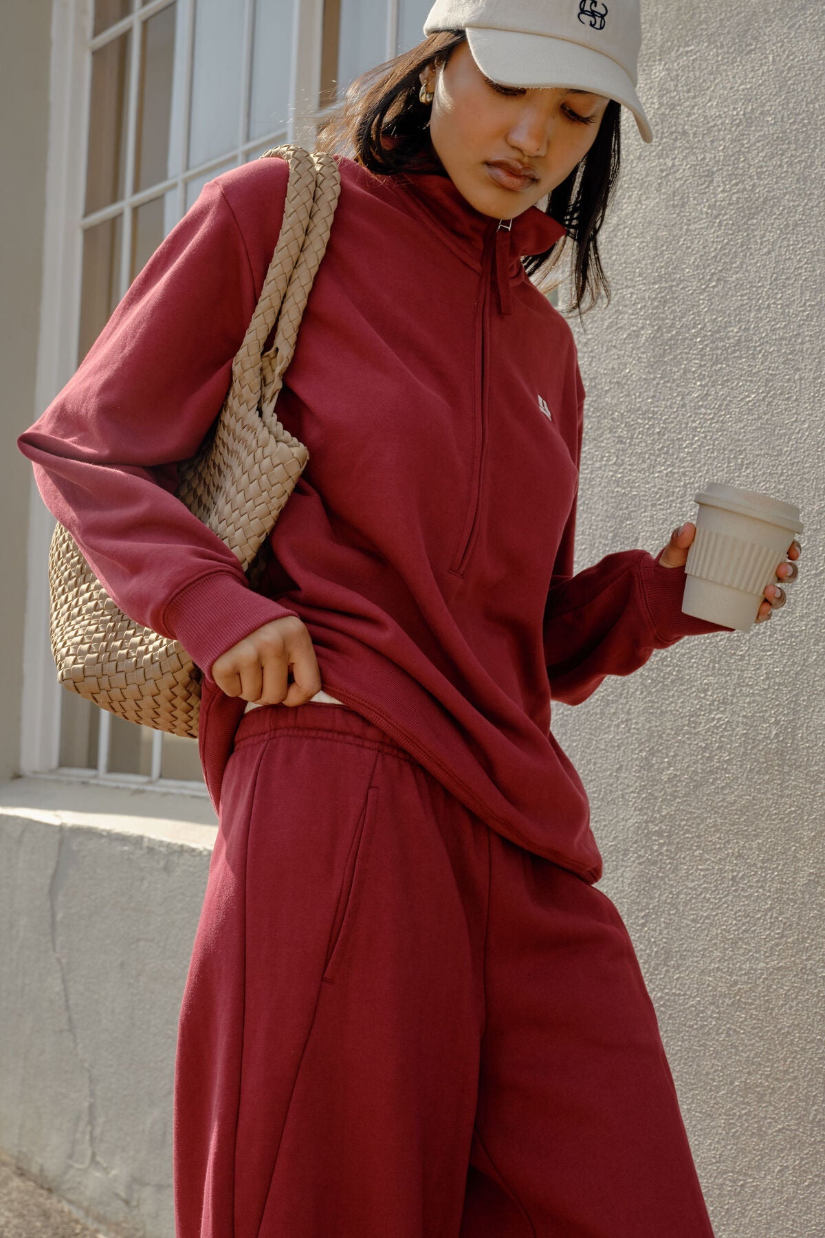 Bowie Barrel Leg Trackpant (Burgundy Contrast Bind) - Something For Me​​