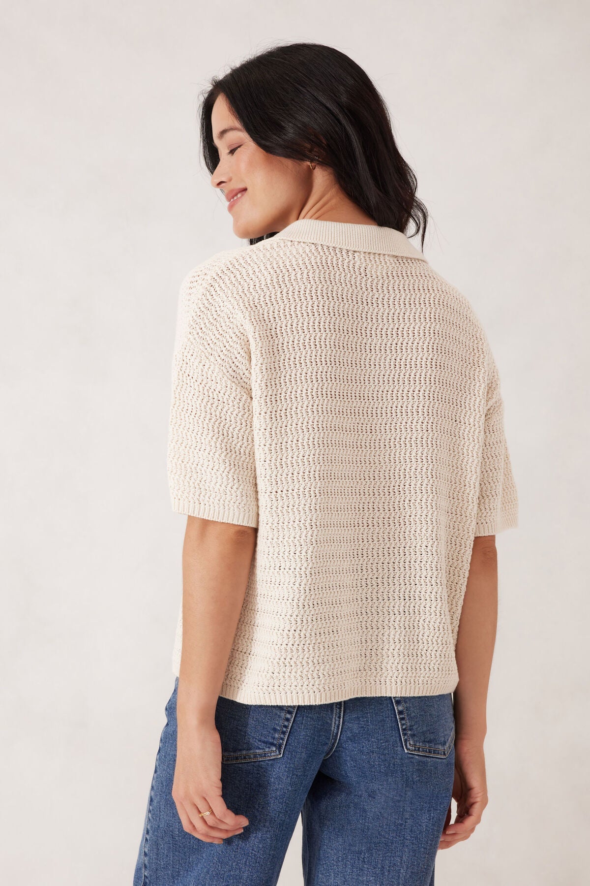Boxy Button Through Knit (Ecru) - Something For Me​​