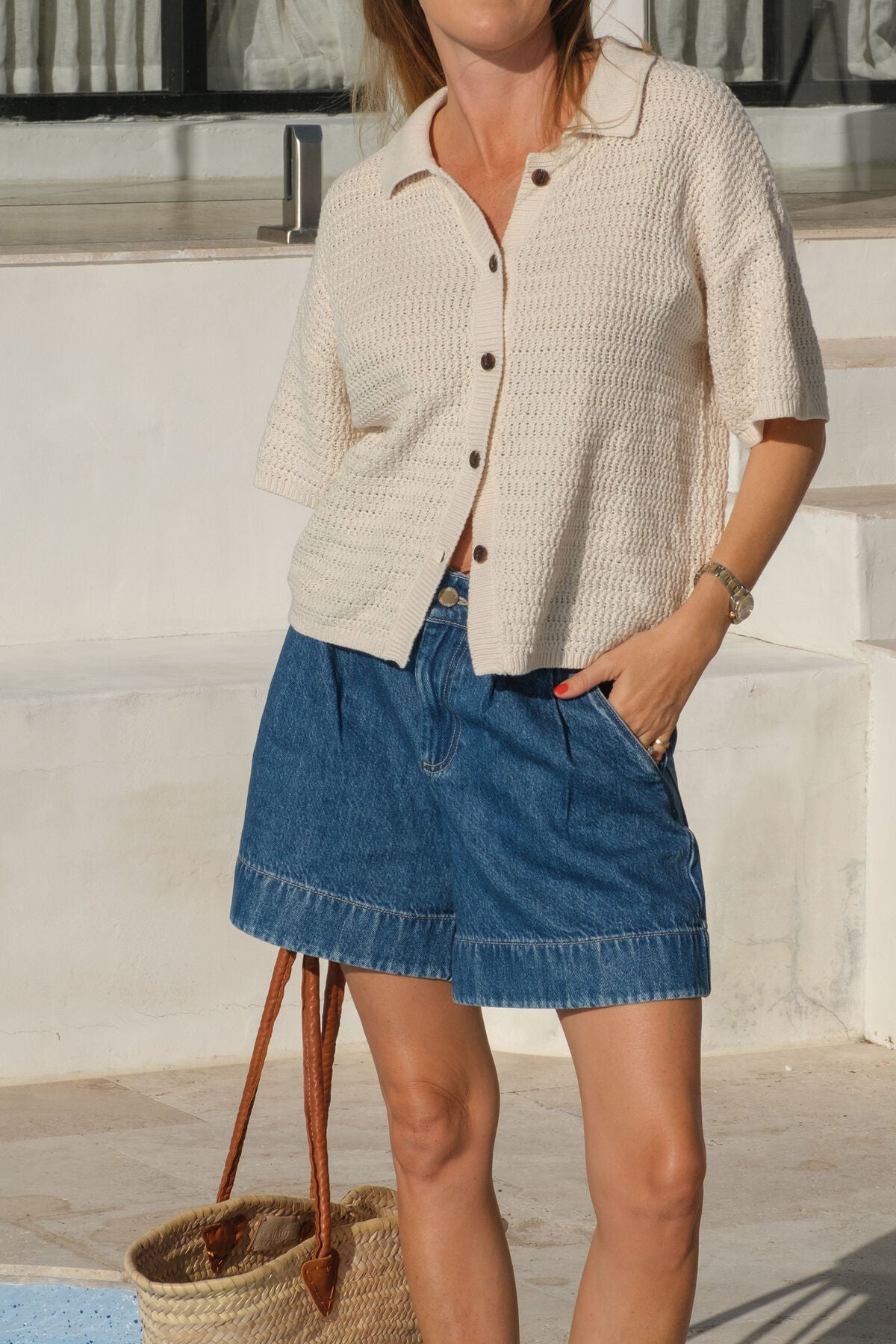 Boxy Button Through Knit (Ecru) - Something For Me​​