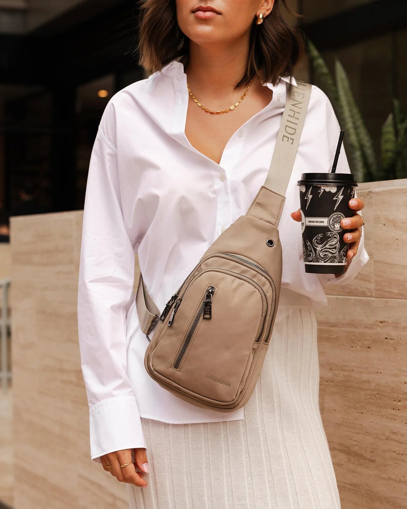 Boyd Nylon Sling Bag (Beige) - Something For Me​​
