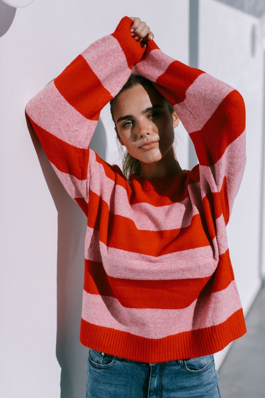 Brady Bunch Stripe Knit (Red/Pink) - Something For Me​​